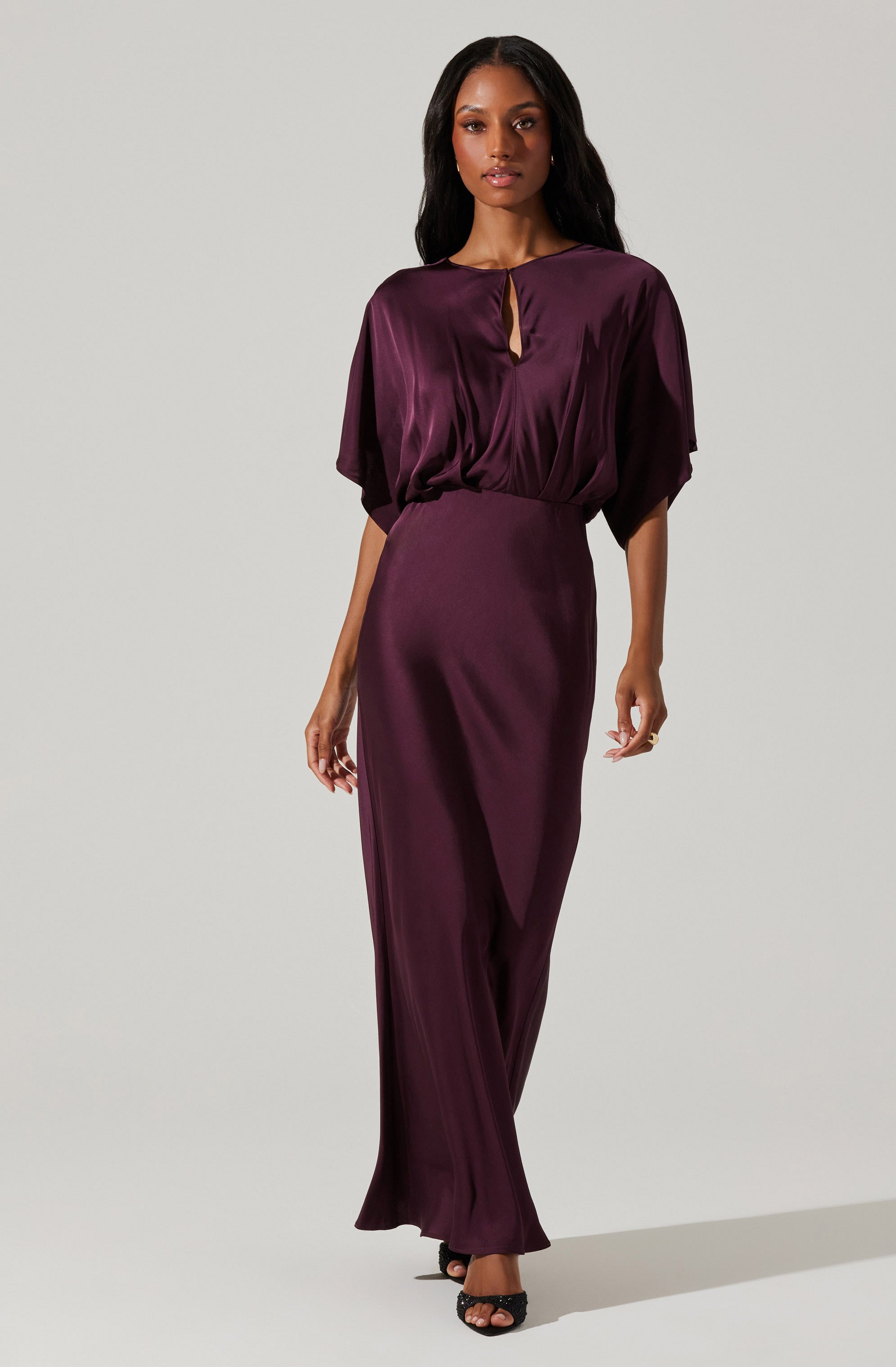 Angelle Satin Dolman Maxi Dress-Aljck