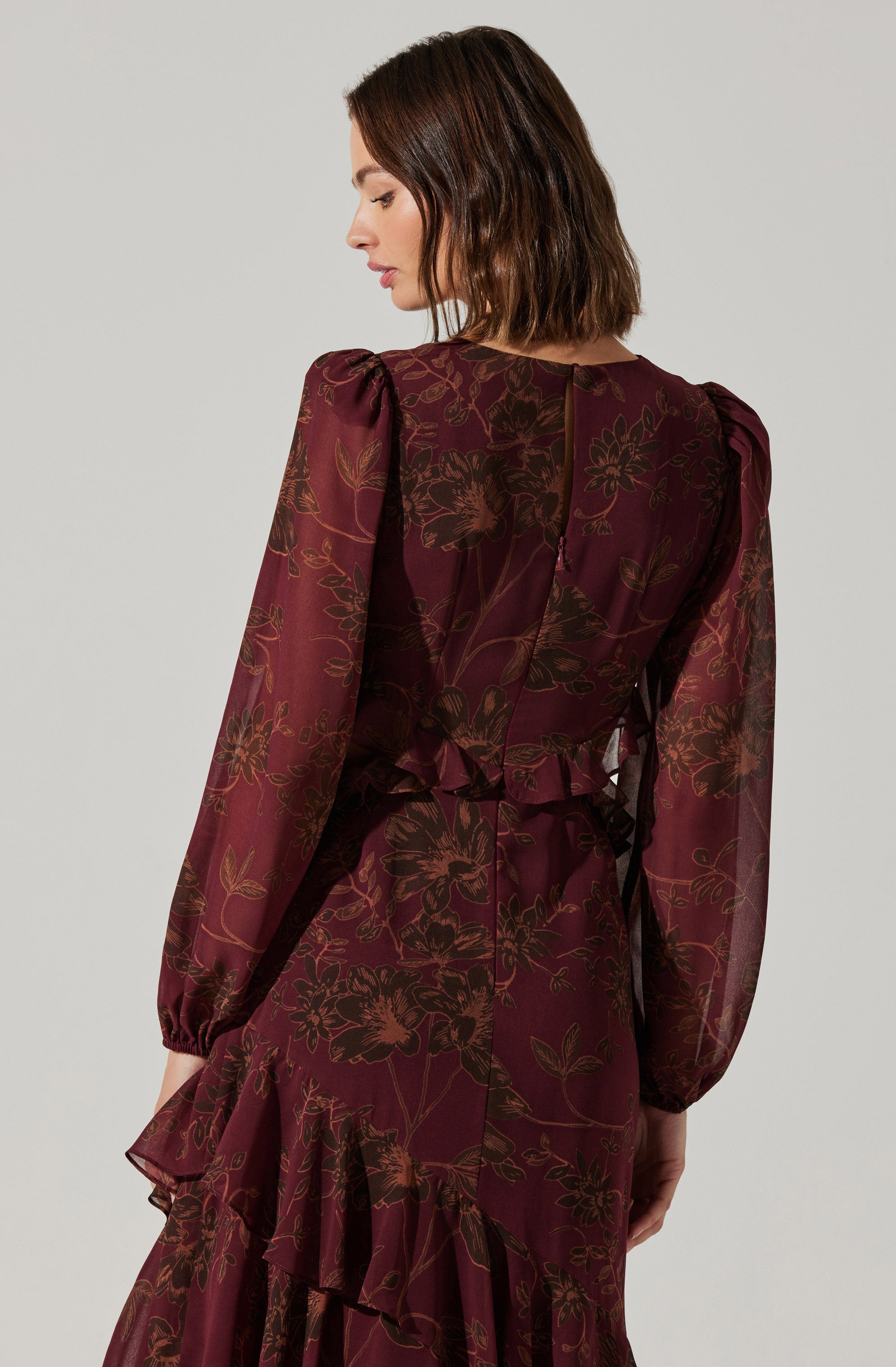 Biella Ruffle Floral Maxi Dress-Aljck