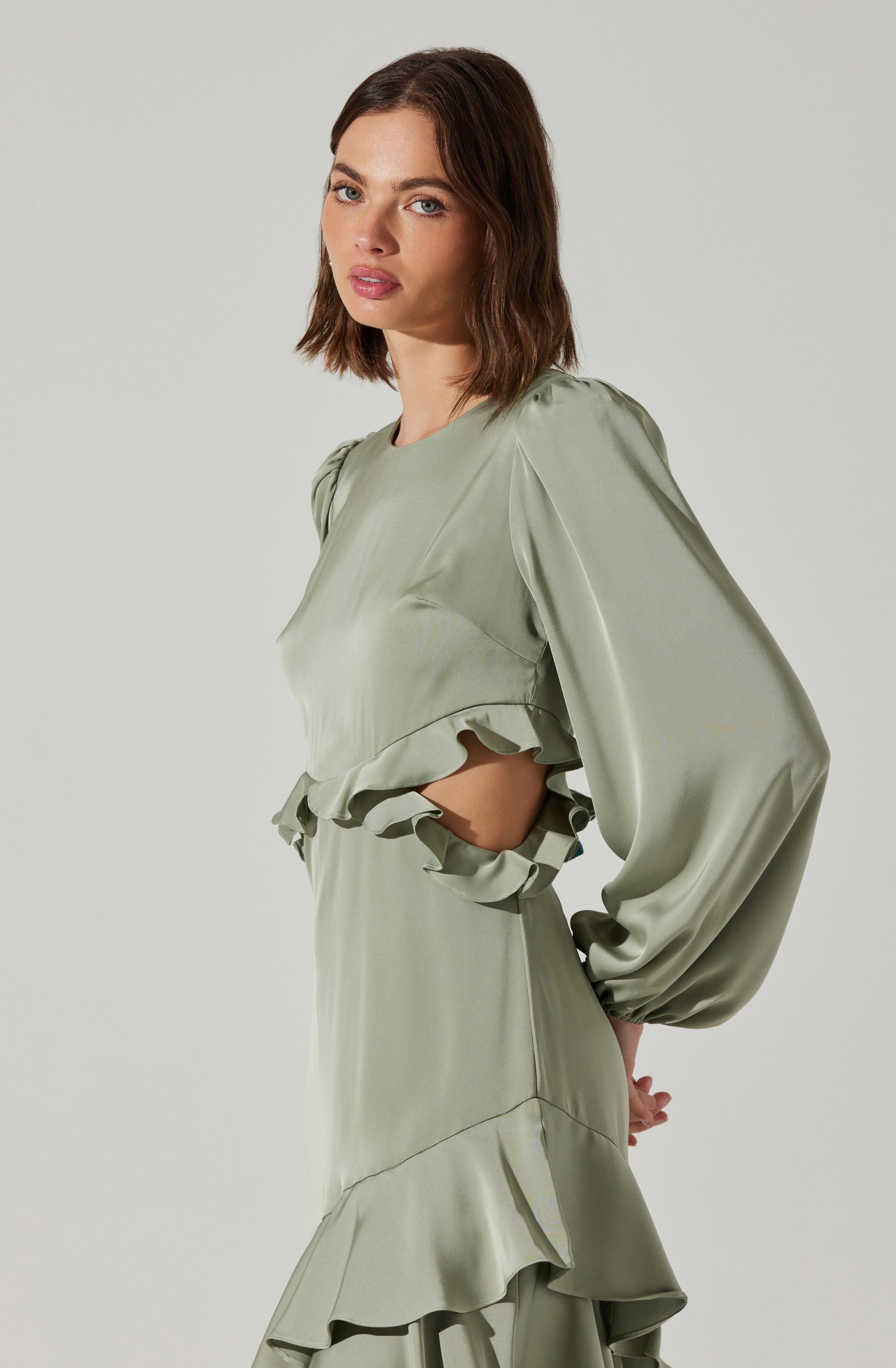 Biella Ruffle Detail Maxi Dress-Aljck