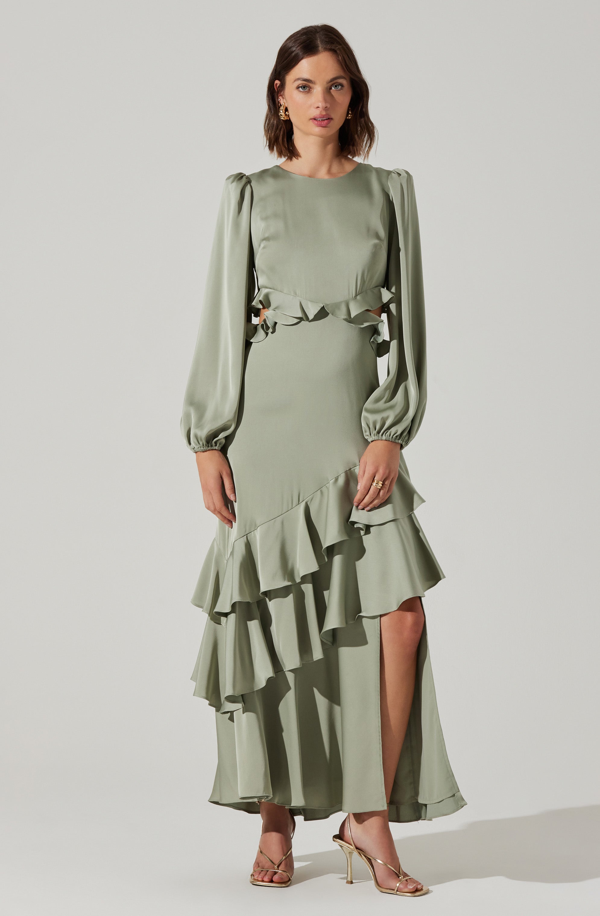 Biella Ruffle Detail Maxi Dress-Aljck