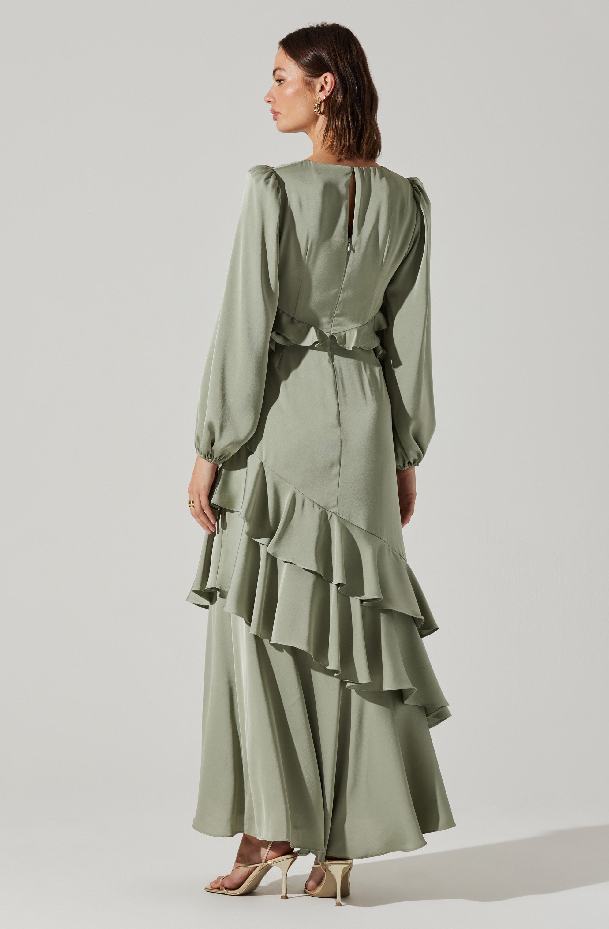 Biella Ruffle Detail Maxi Dress-Aljck