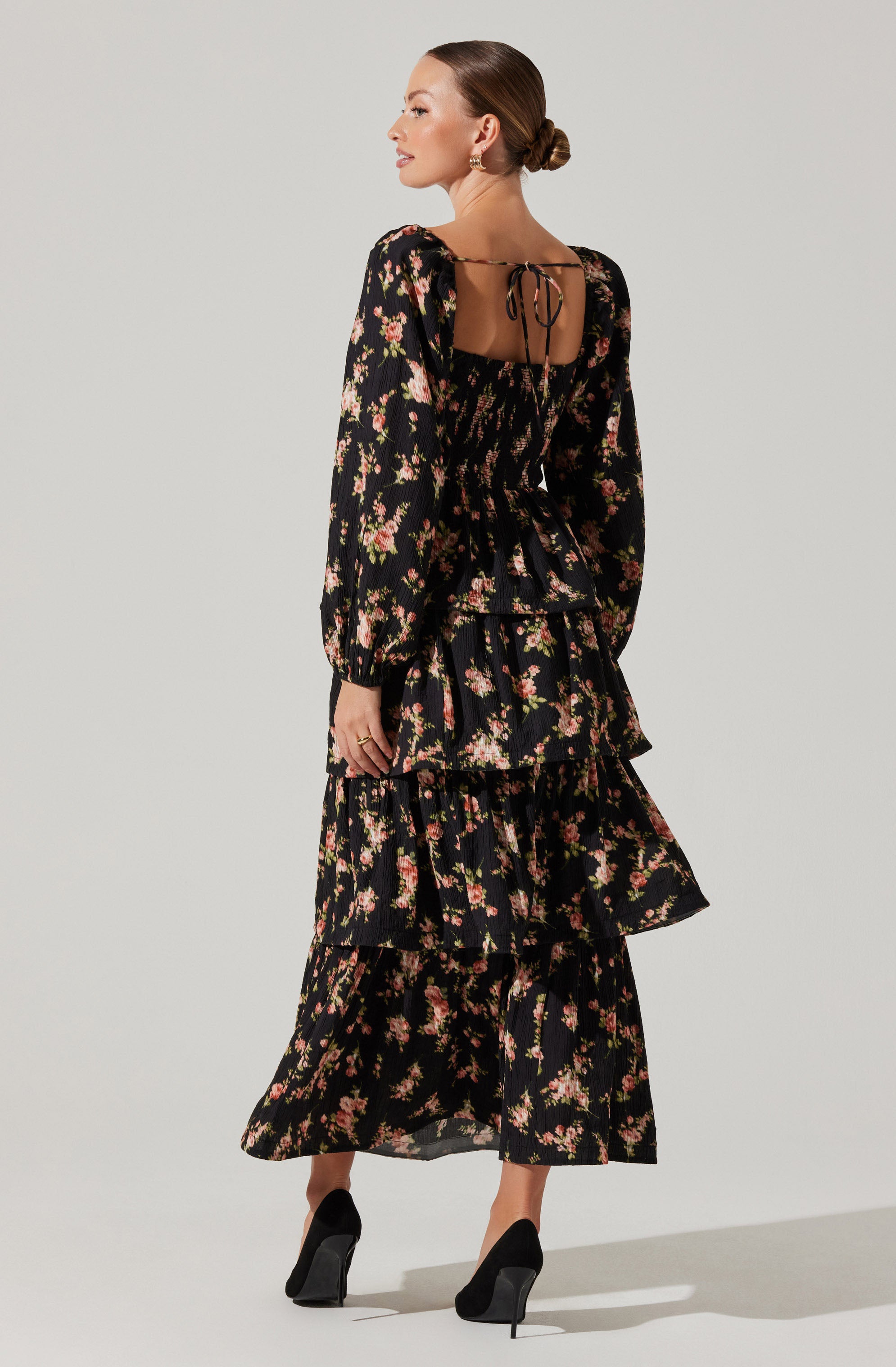 Aumie Tiered Floral Maxi Dress-Aljck