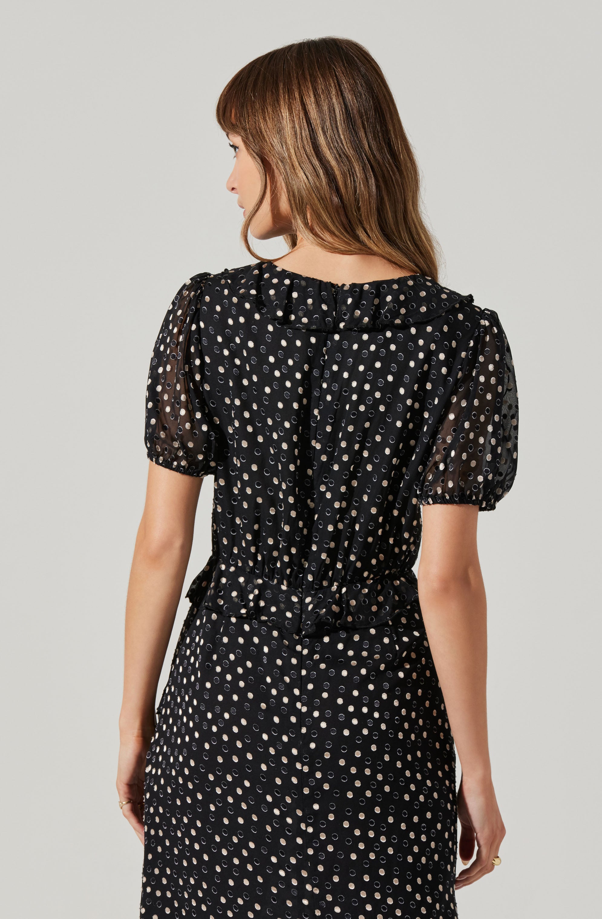 Bennet Polka Dot Midi Dress-Aljck