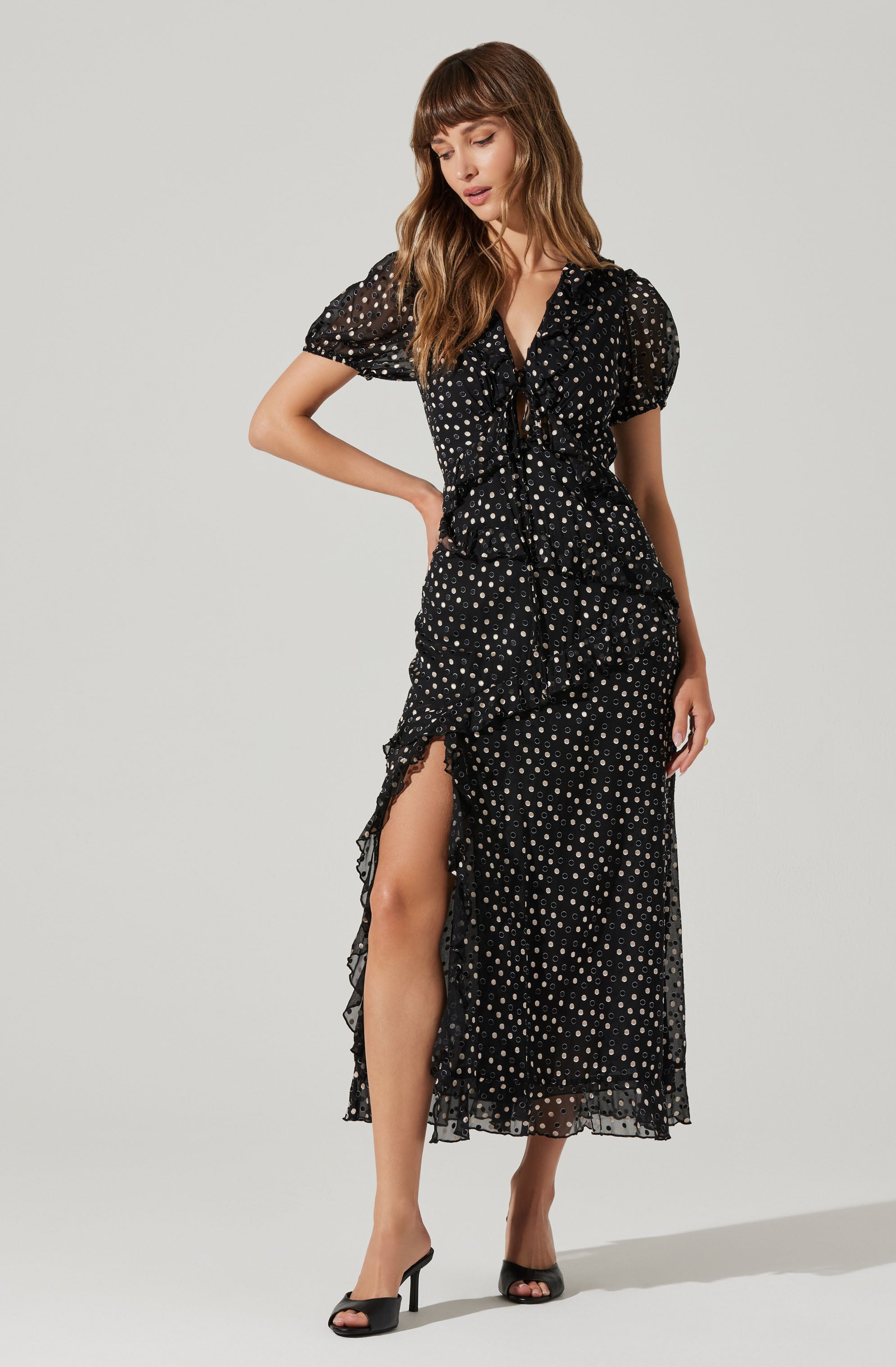 Bennet Polka Dot Midi Dress-Aljck