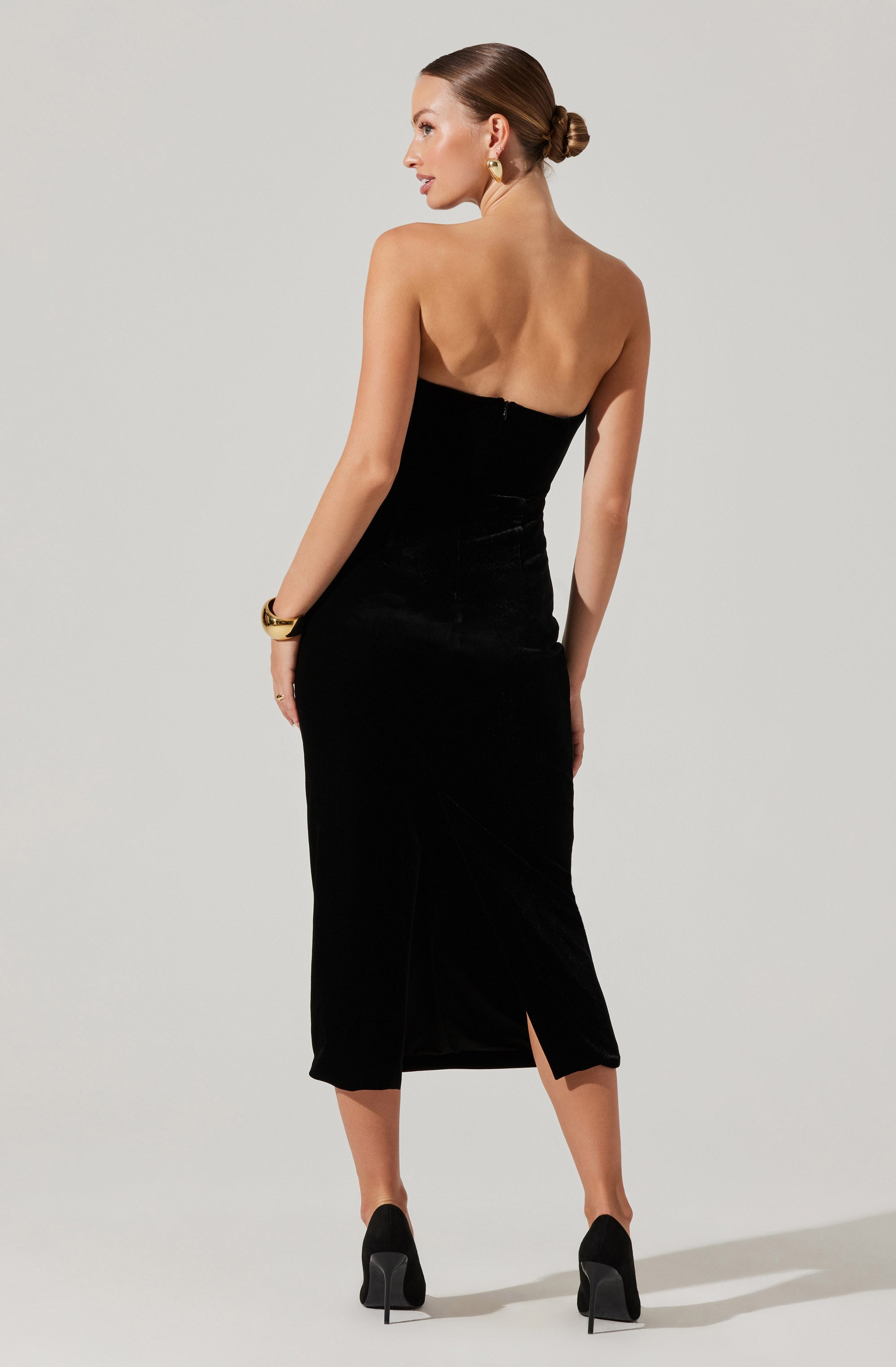 Arista Sweetheart Velvet Midi Dress-Aljck