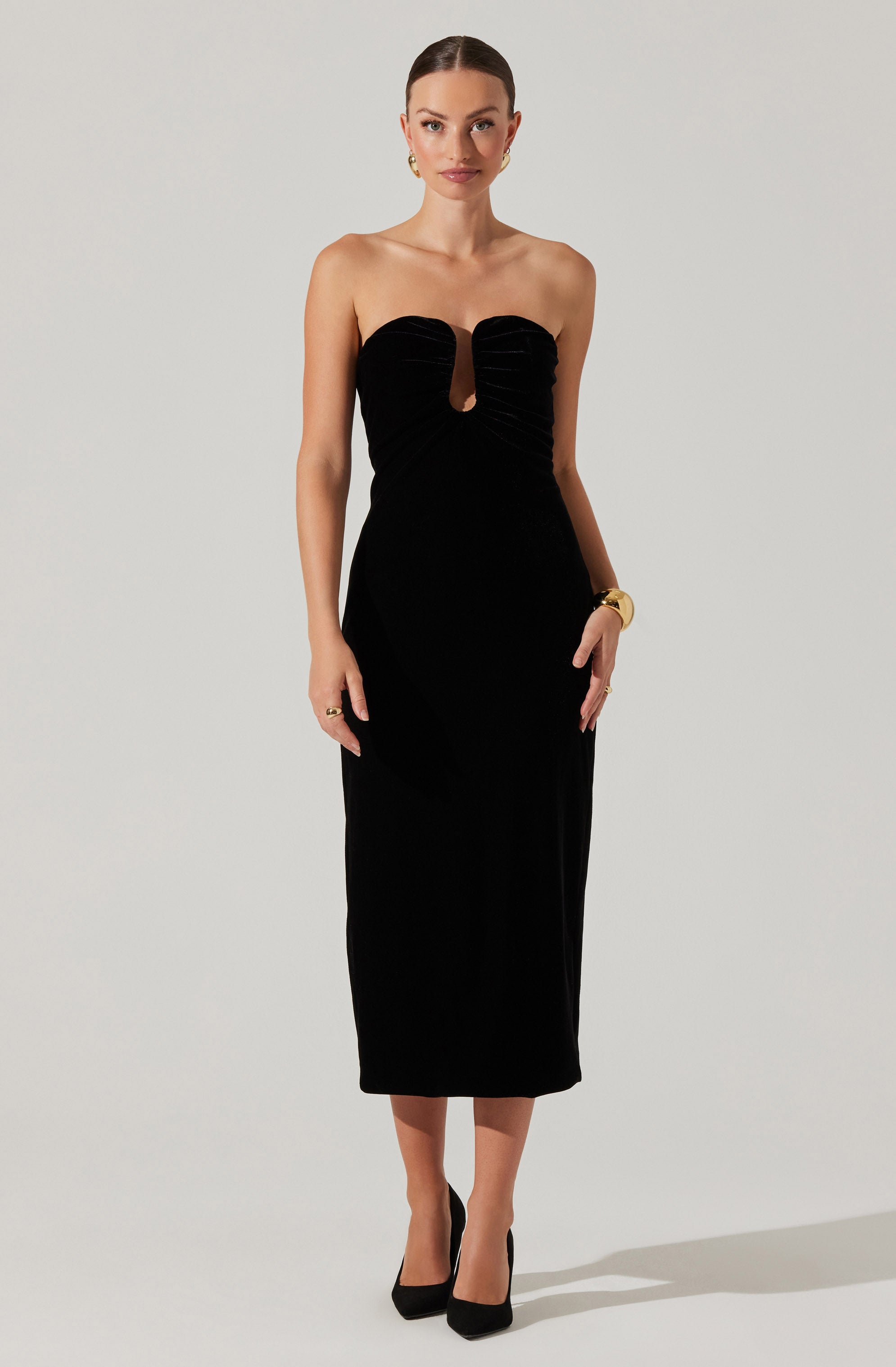 Arista Sweetheart Velvet Midi Dress-Aljck