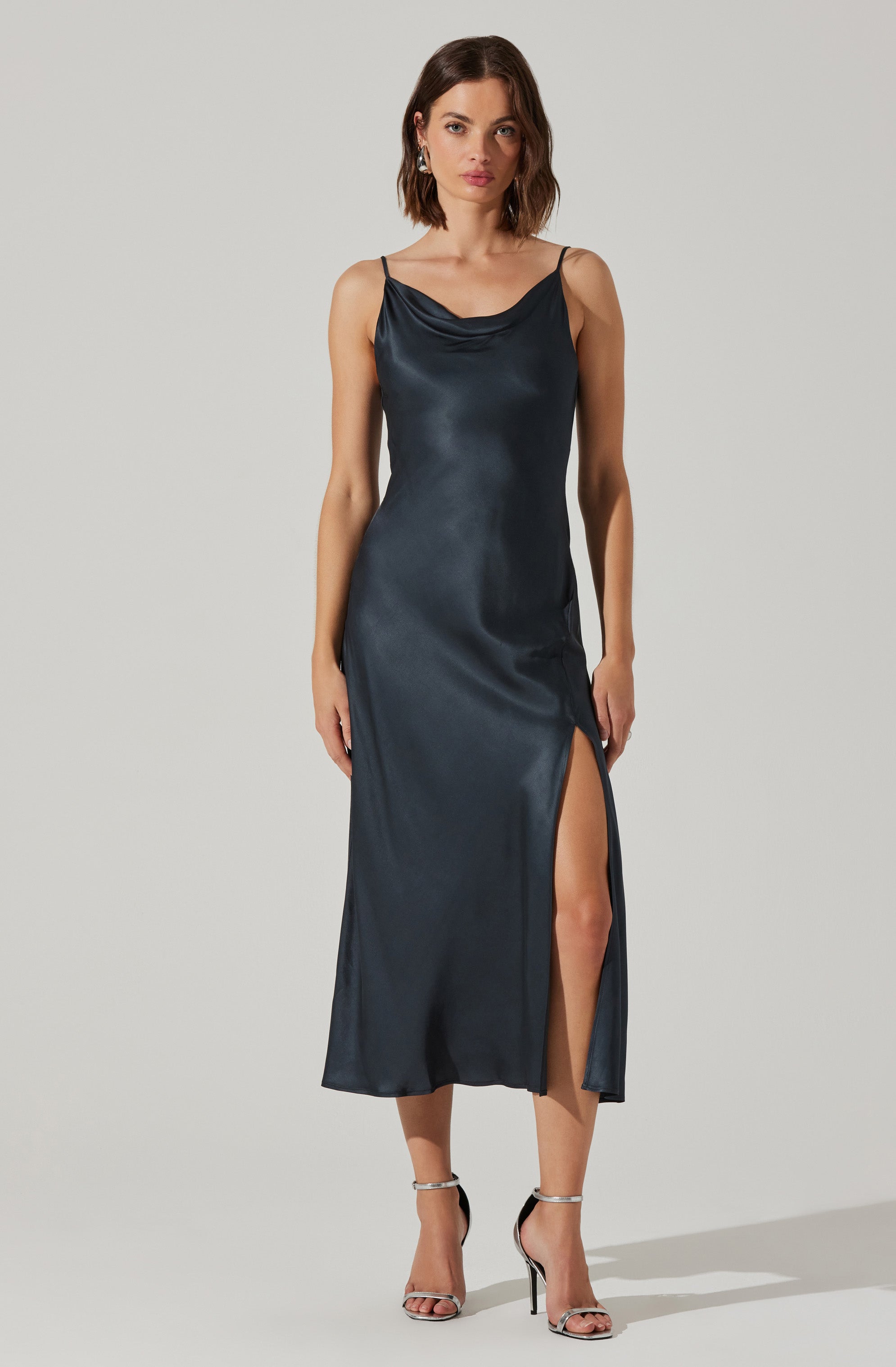 Glynis Cowl Neck Midi Dress-Aljck