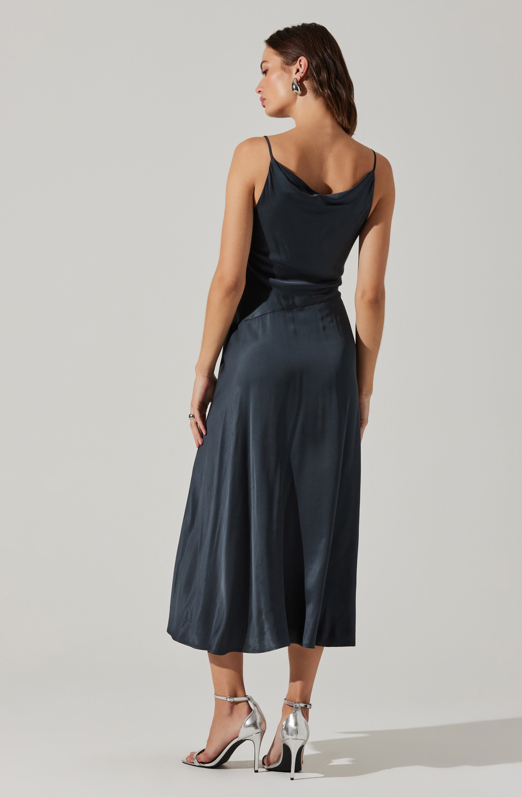 Glynis Cowl Neck Midi Dress-Aljck