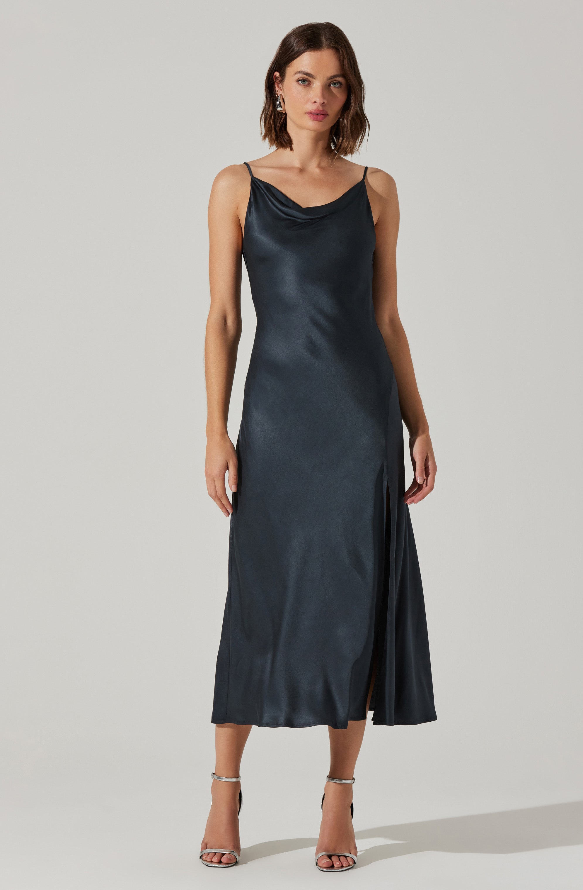 Glynis Cowl Neck Midi Dress-Aljck