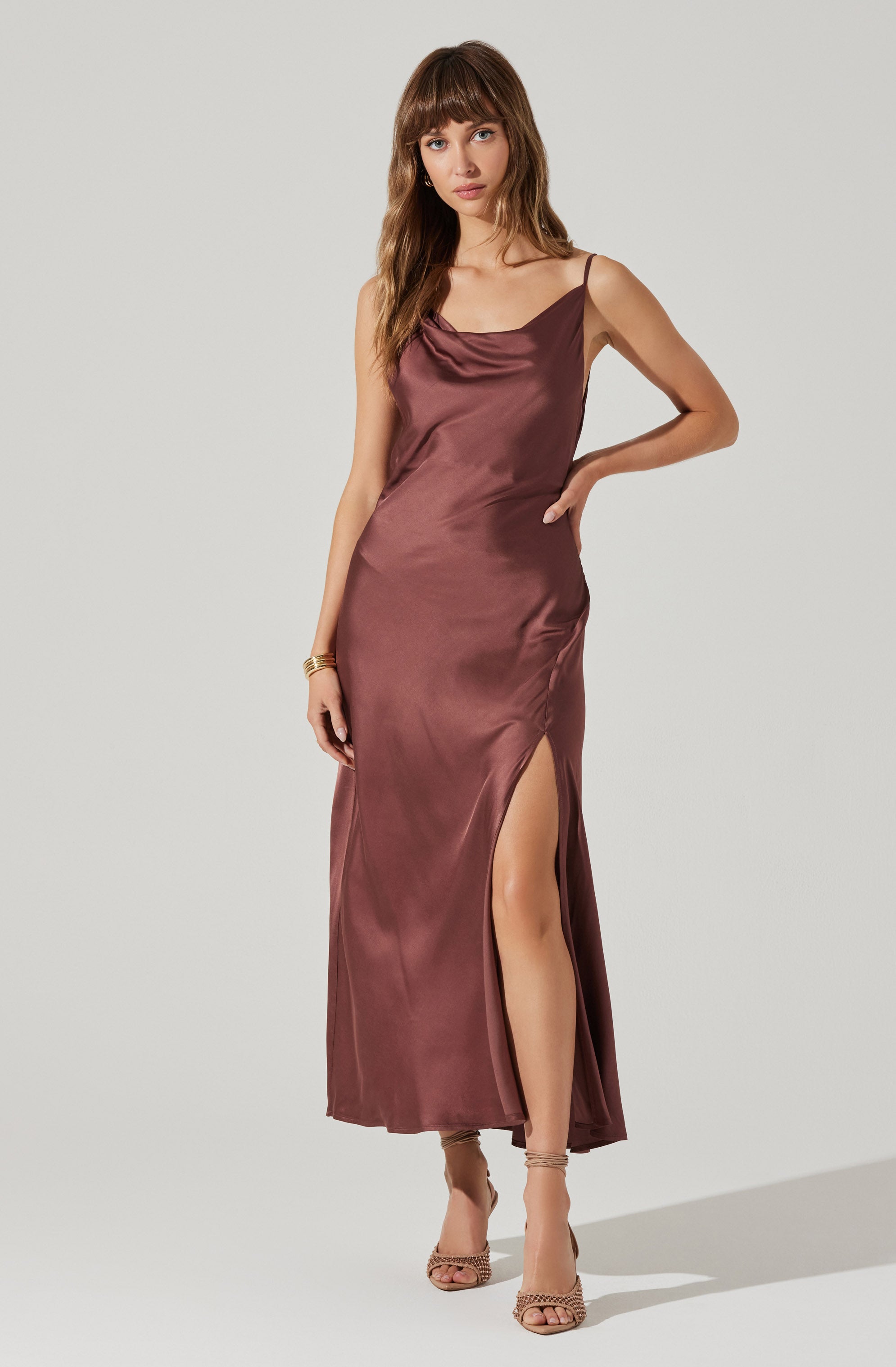 Glynis Cowl Neck Midi Dress-Aljck