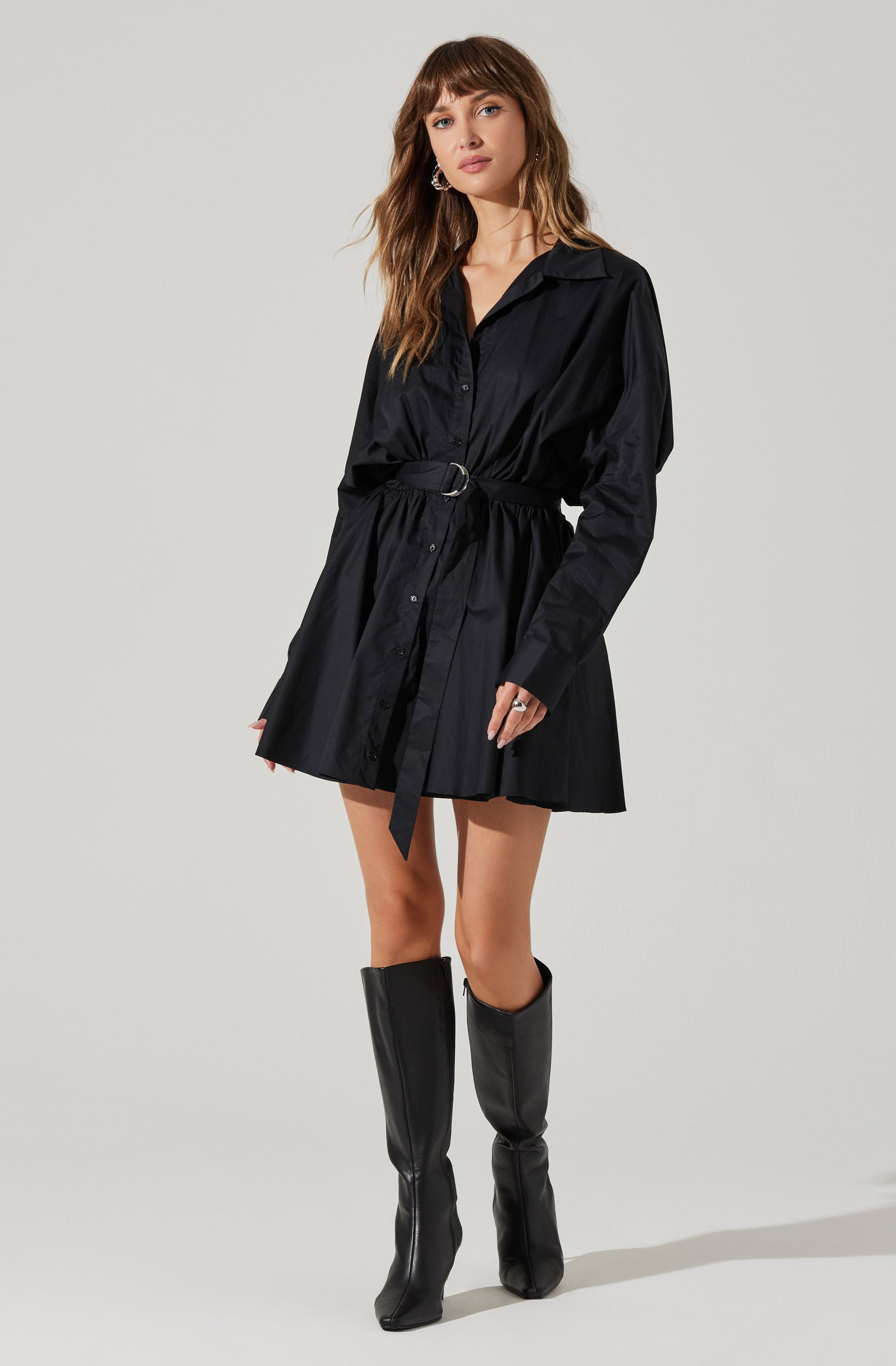 Winica Belted Mini Shirtdress-Aljck