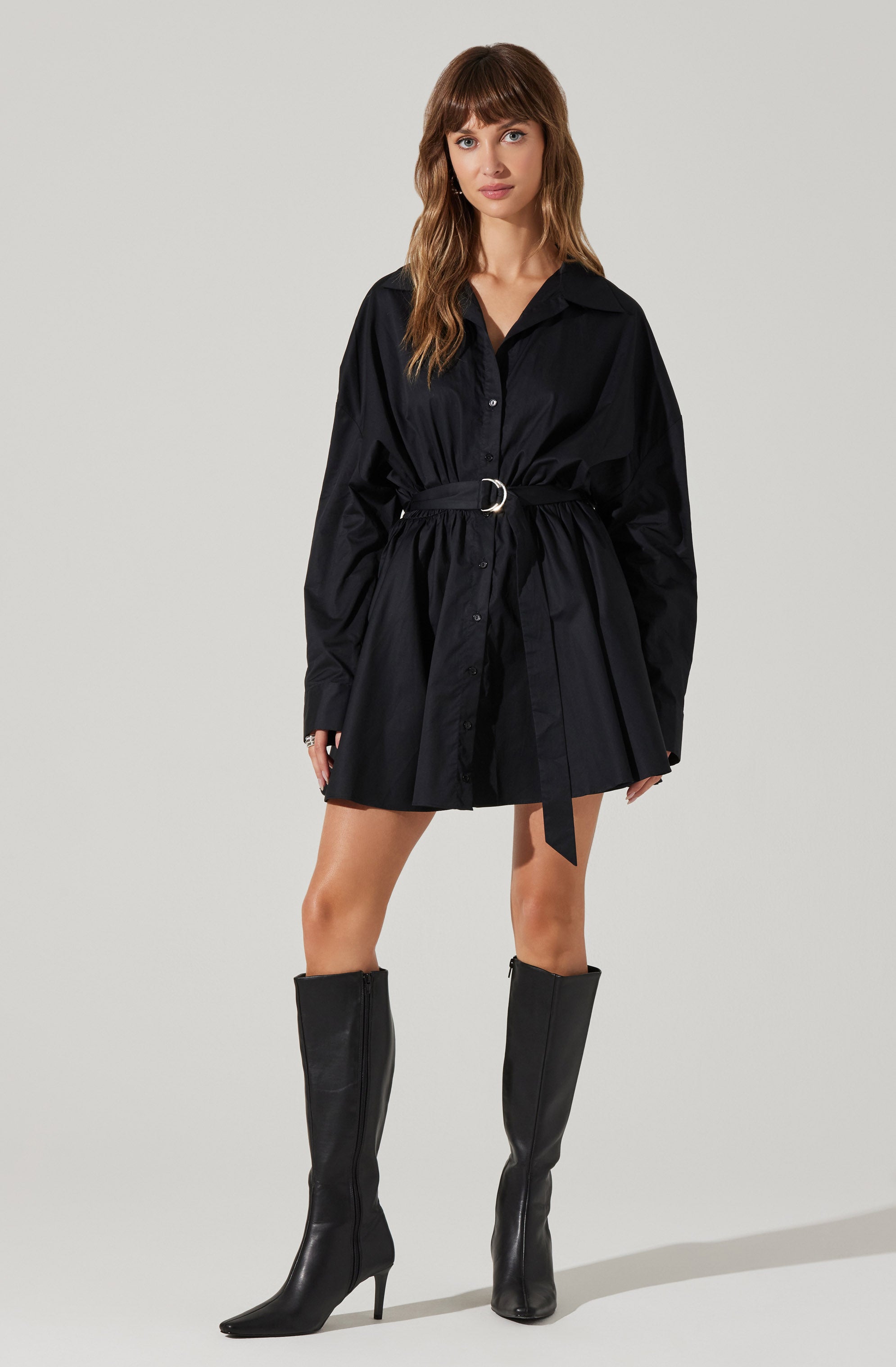 Winica Belted Mini Shirtdress-Aljck