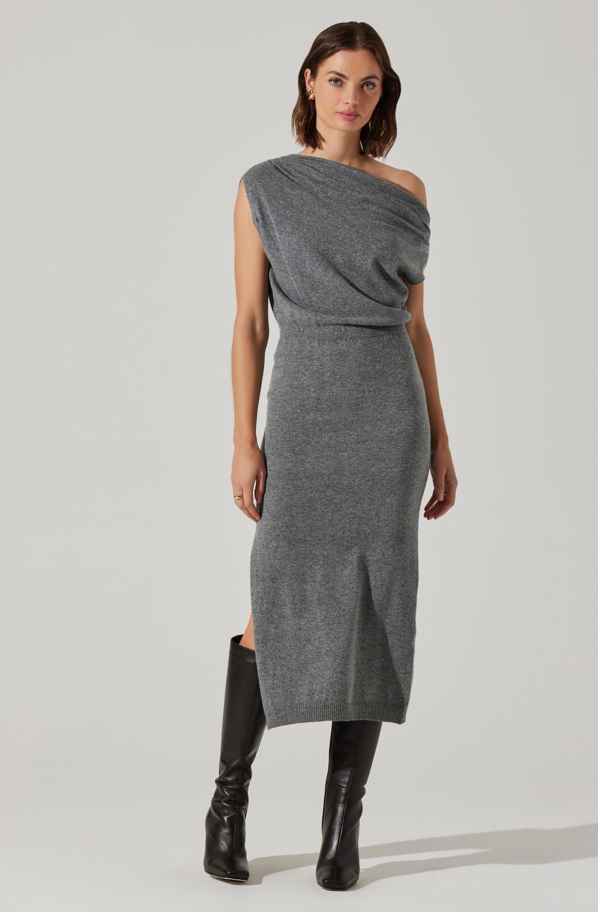 Val One Shoulder Sweater Dress-Aljck
