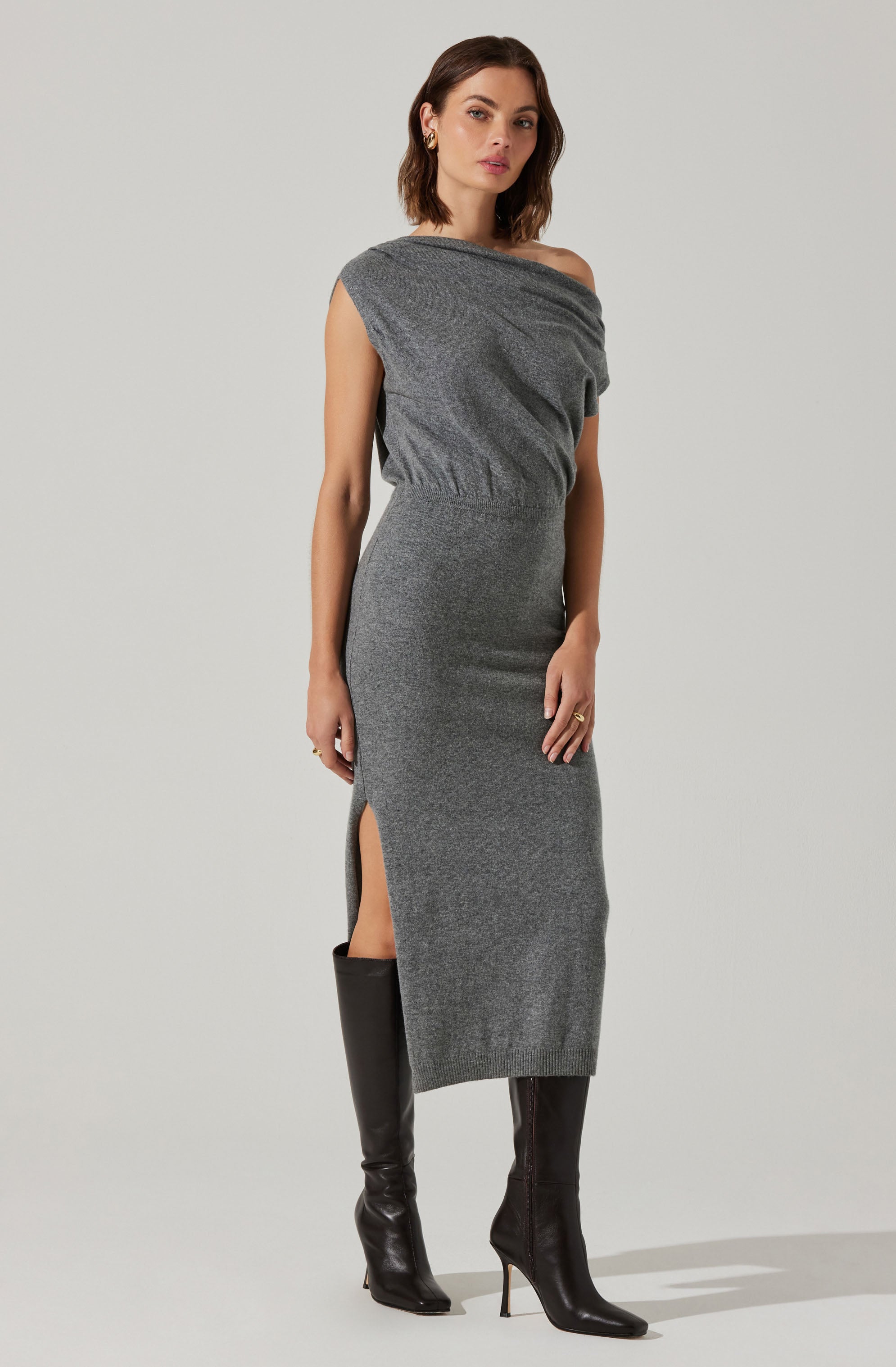 Val One Shoulder Sweater Dress-Aljck