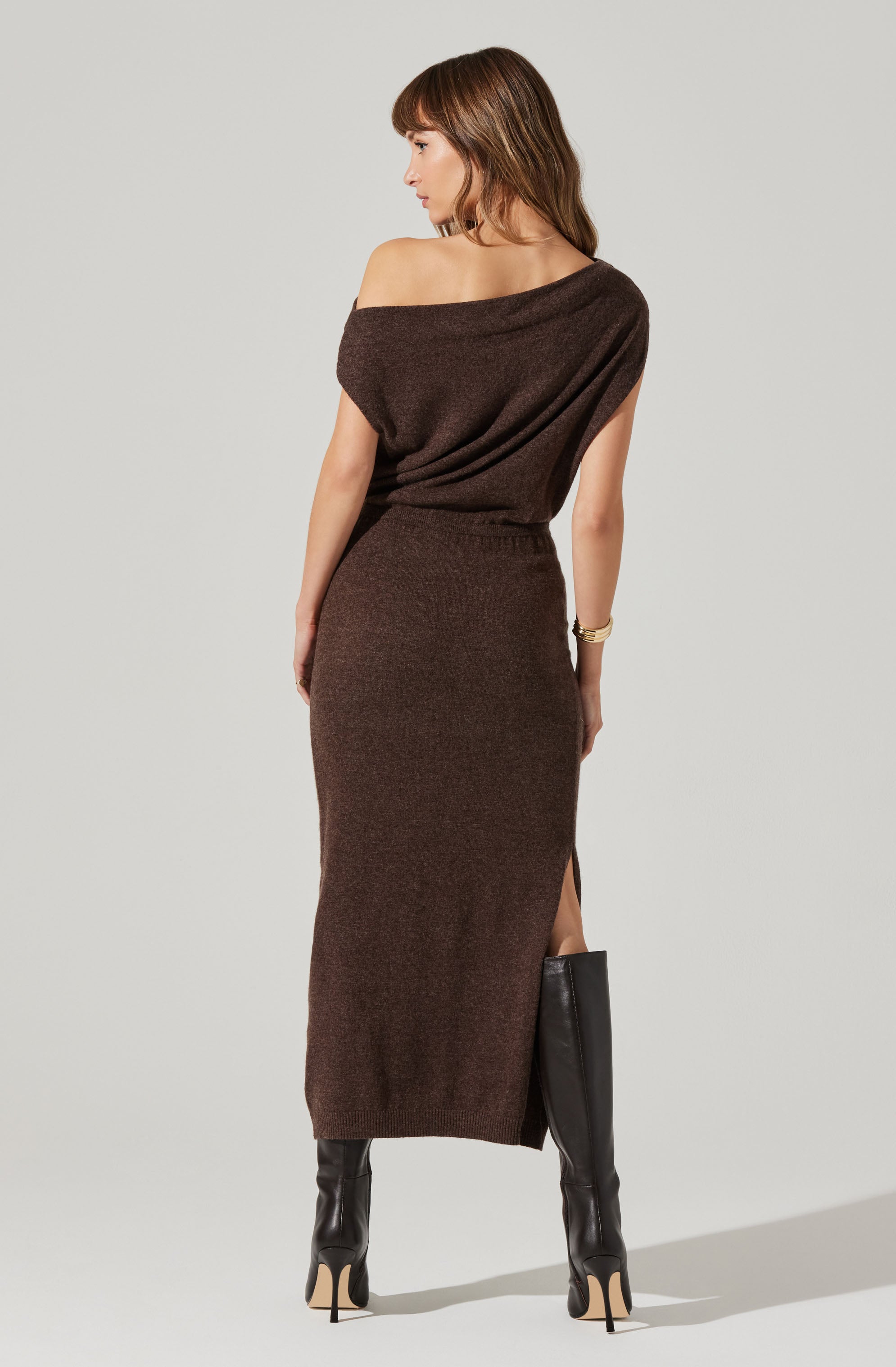 Val One Shoulder Sweater Dress-Aljck