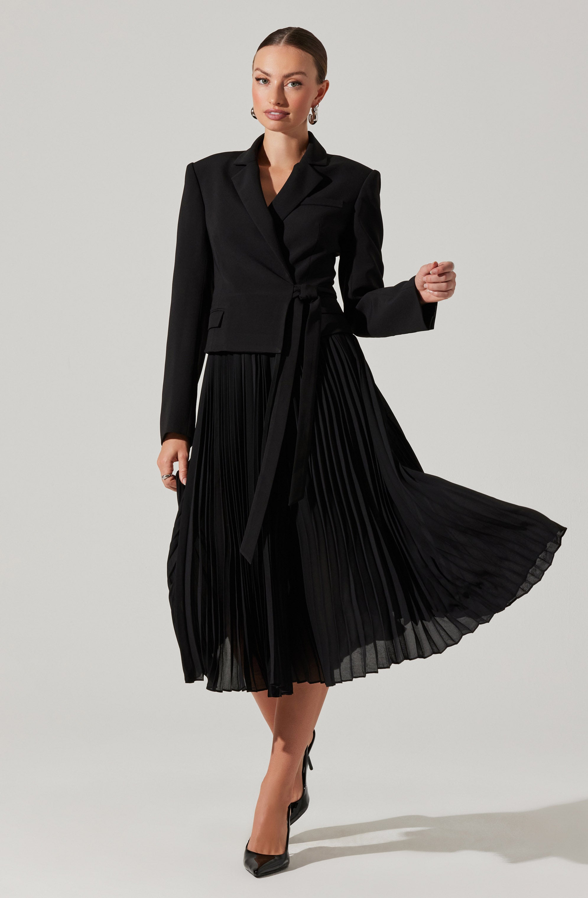 Sekani Mixed Media Wrap Dress-Aljck