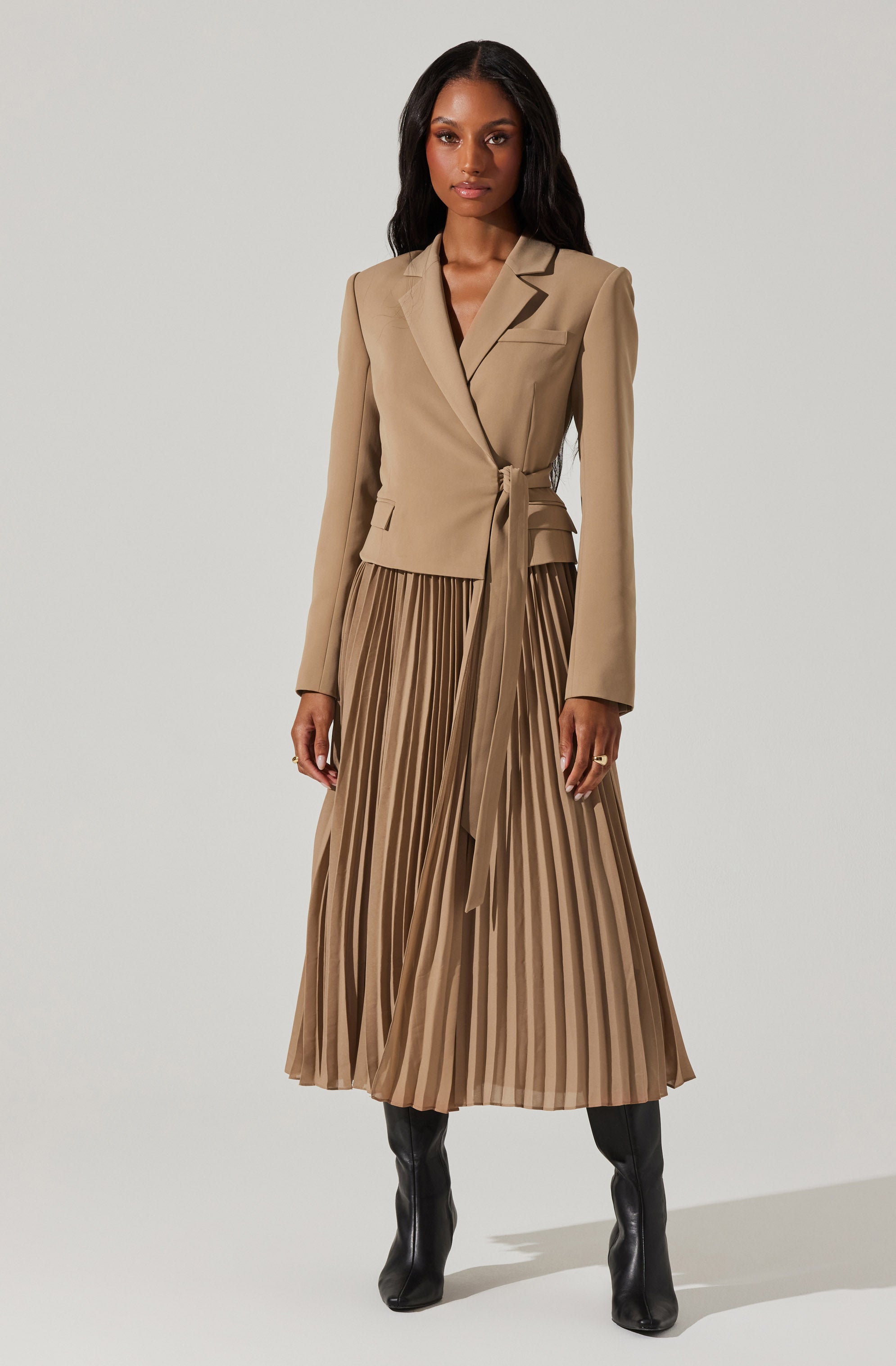 Sekani Mixed Media Wrap Dress-Aljck