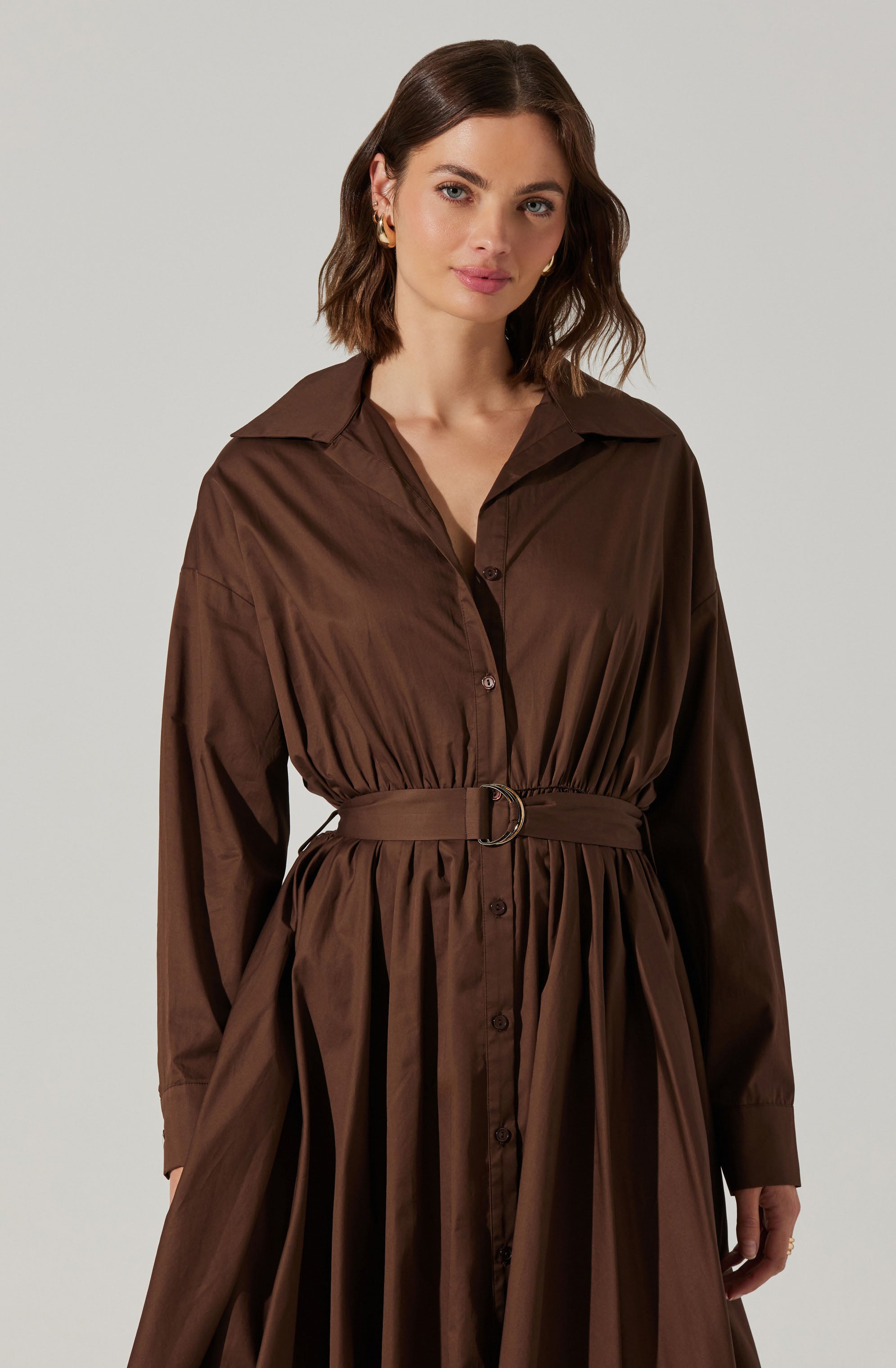 Darany Belted Midi Shirt Dress-Aljck
