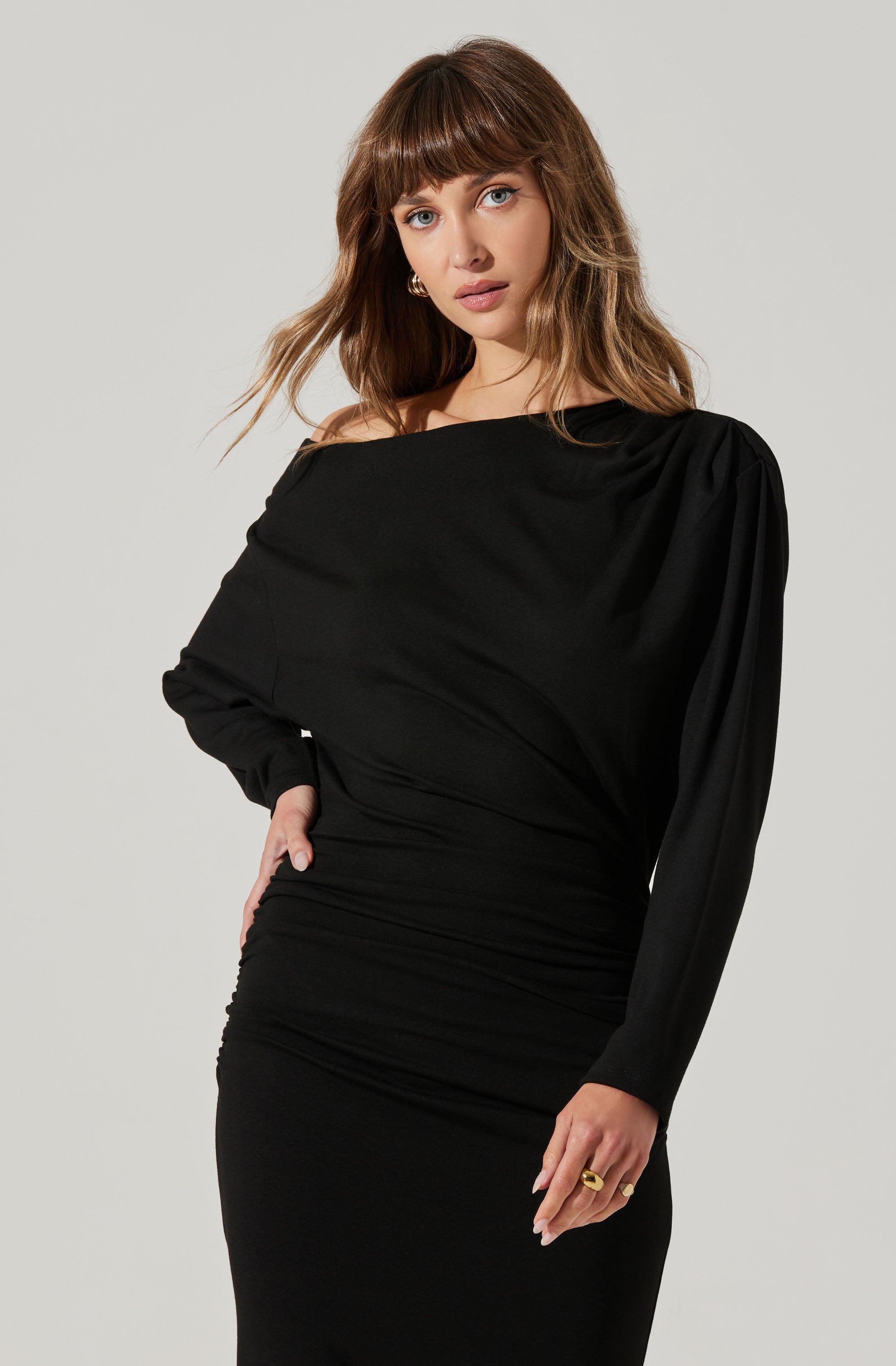 Nary Off Shoulder Midi Dress-Aljck