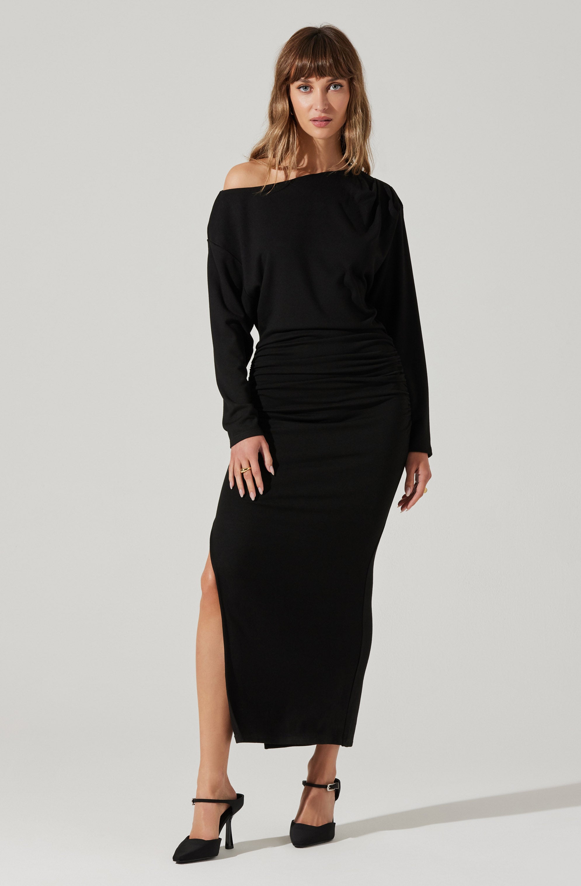 Nary Off Shoulder Midi Dress-Aljck