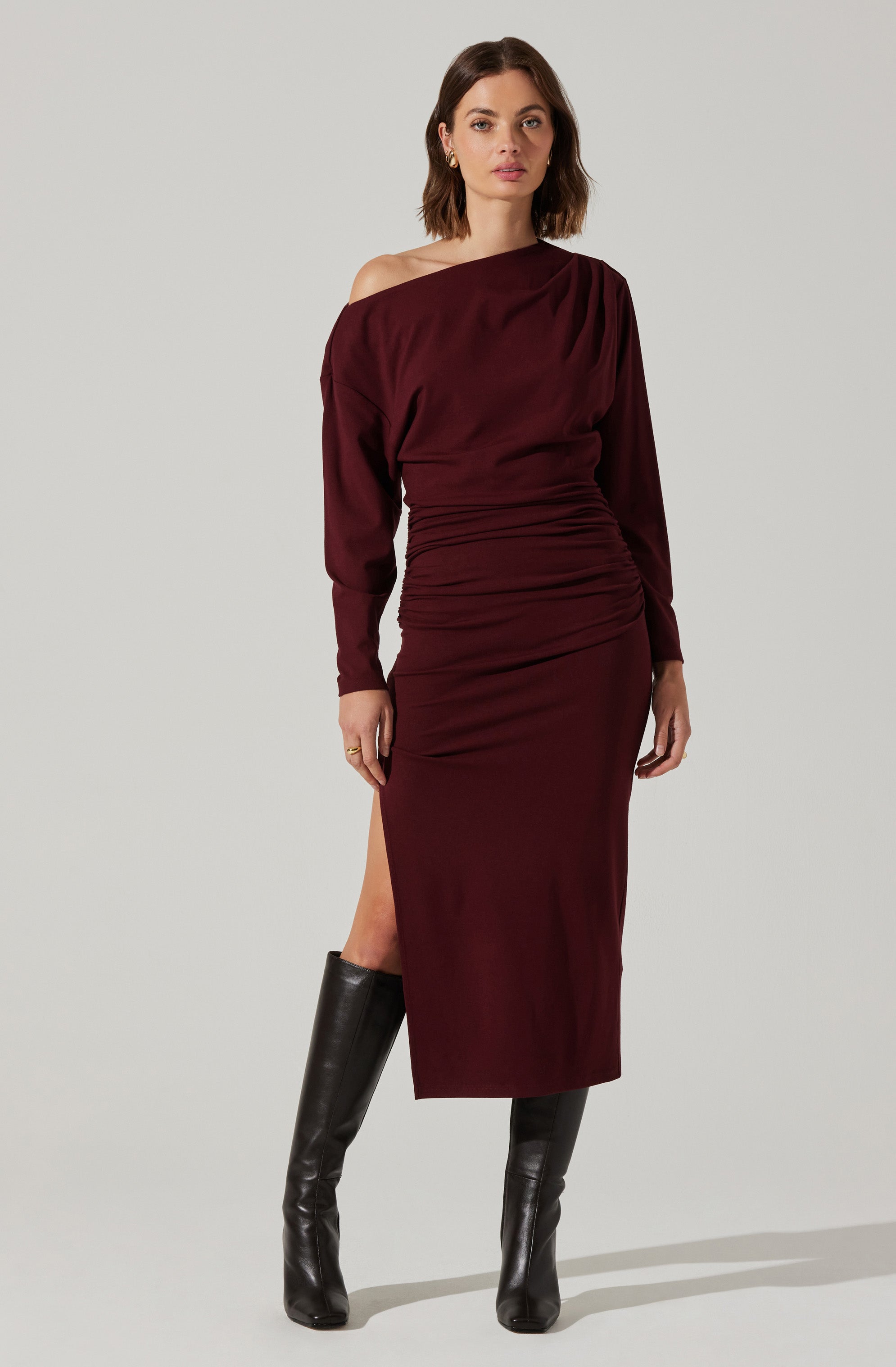 Nary Off Shoulder Midi Dress-Aljck