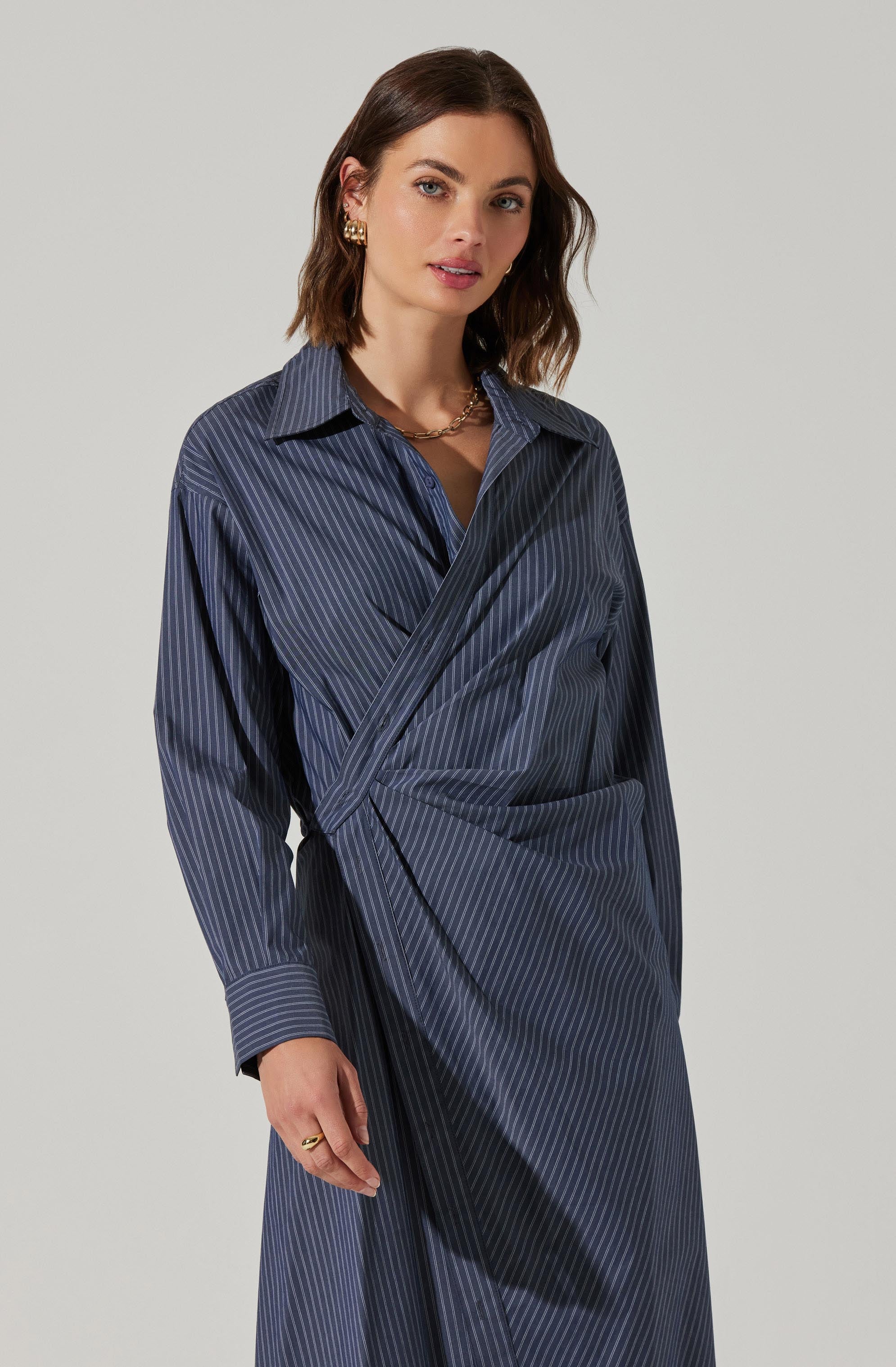 Flykra Asymmetrical Wrap Midi Dress-Aljck