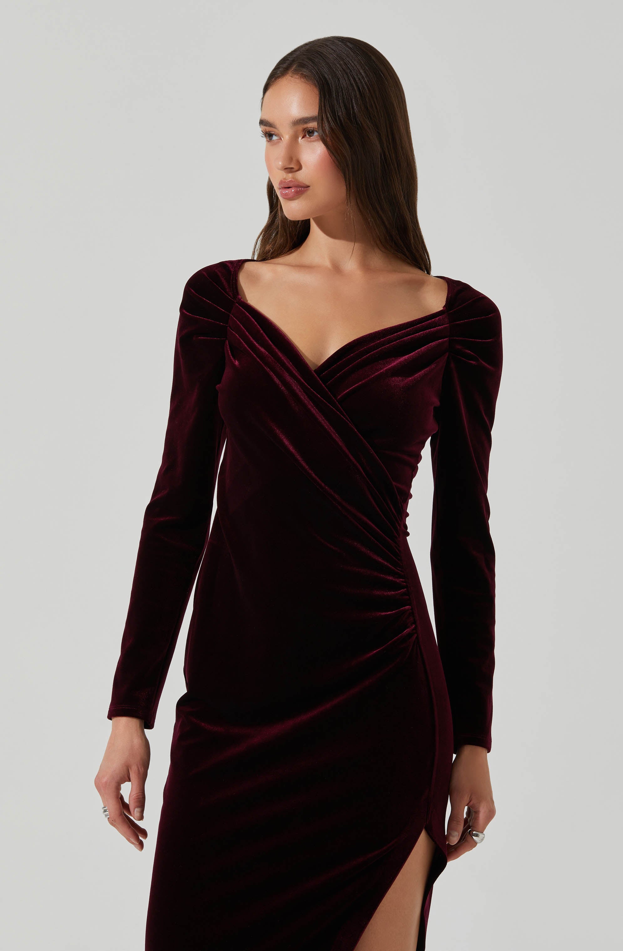 Sirica Velvet Off Shoulder Dress-Aljck