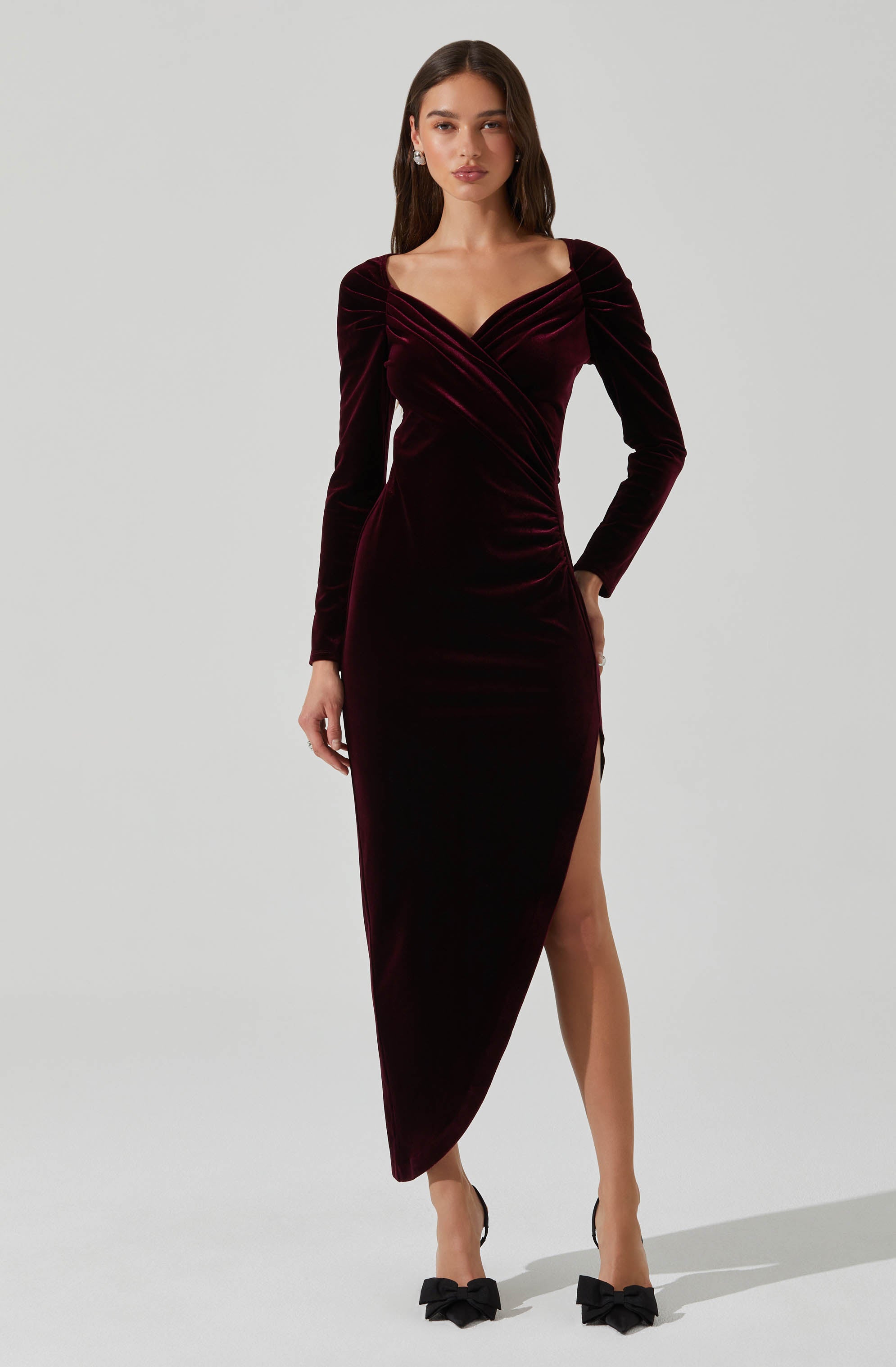 Sirica Velvet Off Shoulder Dress-Aljck