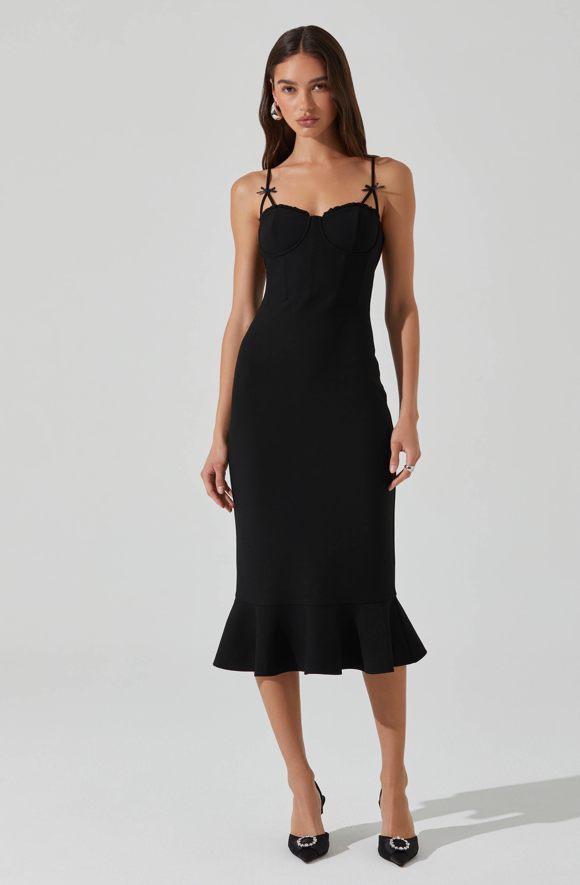 Adana Bow Detail Bustier Dress-Aljck