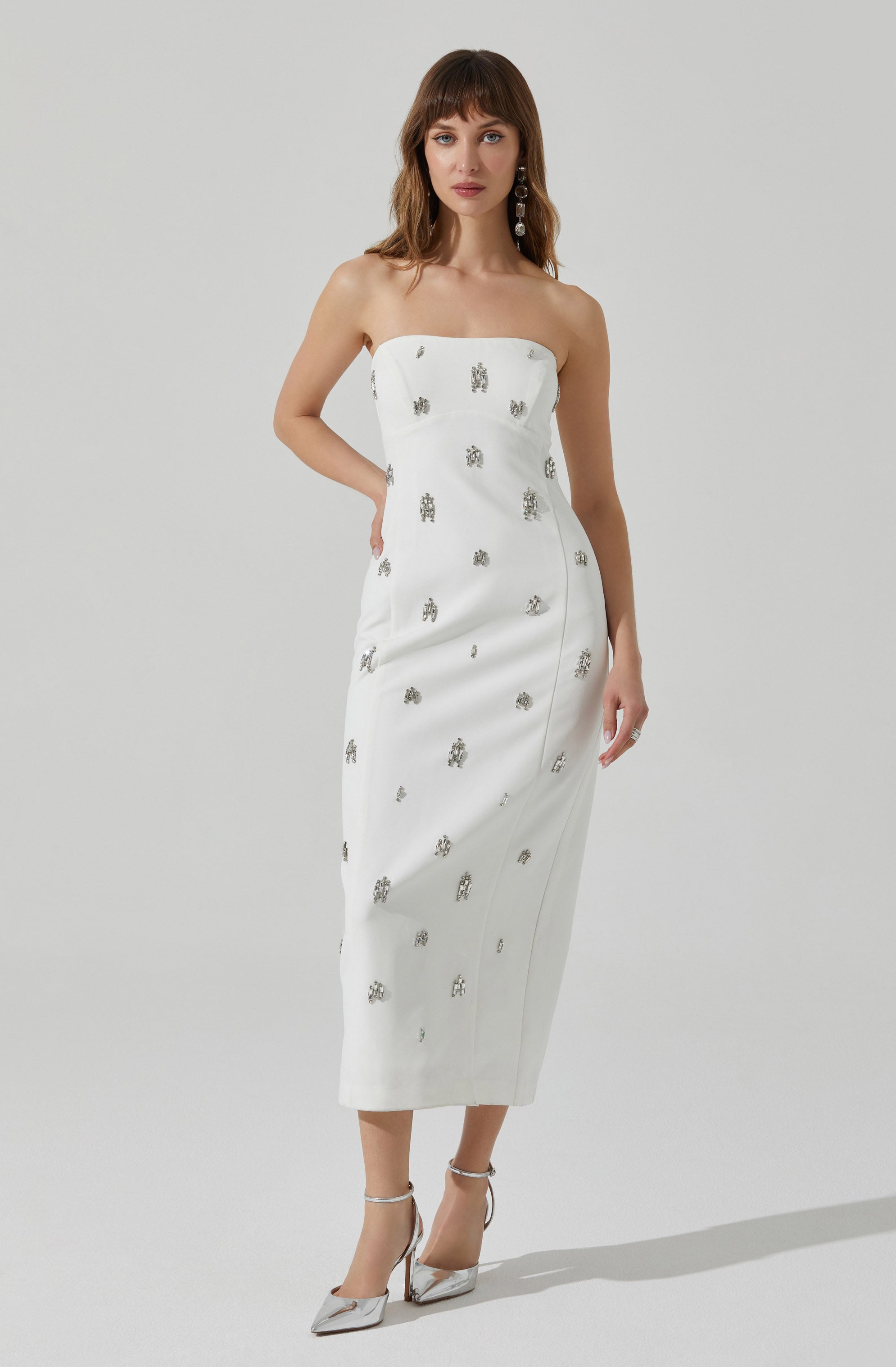 Camryn Embellished Strapless Midi Dress-Aljck