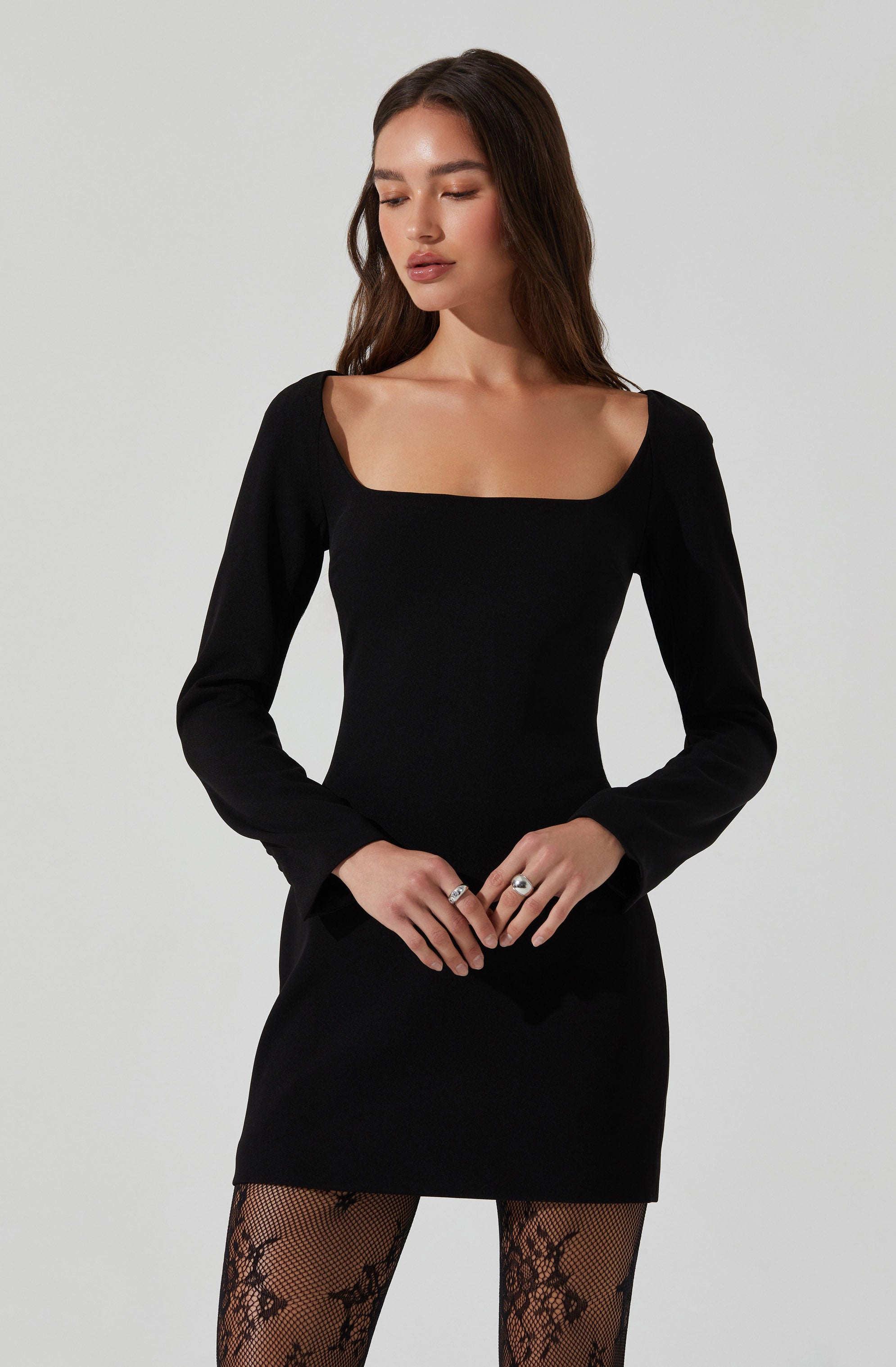 Calanthe Square Neck Mini Dress-Aljck