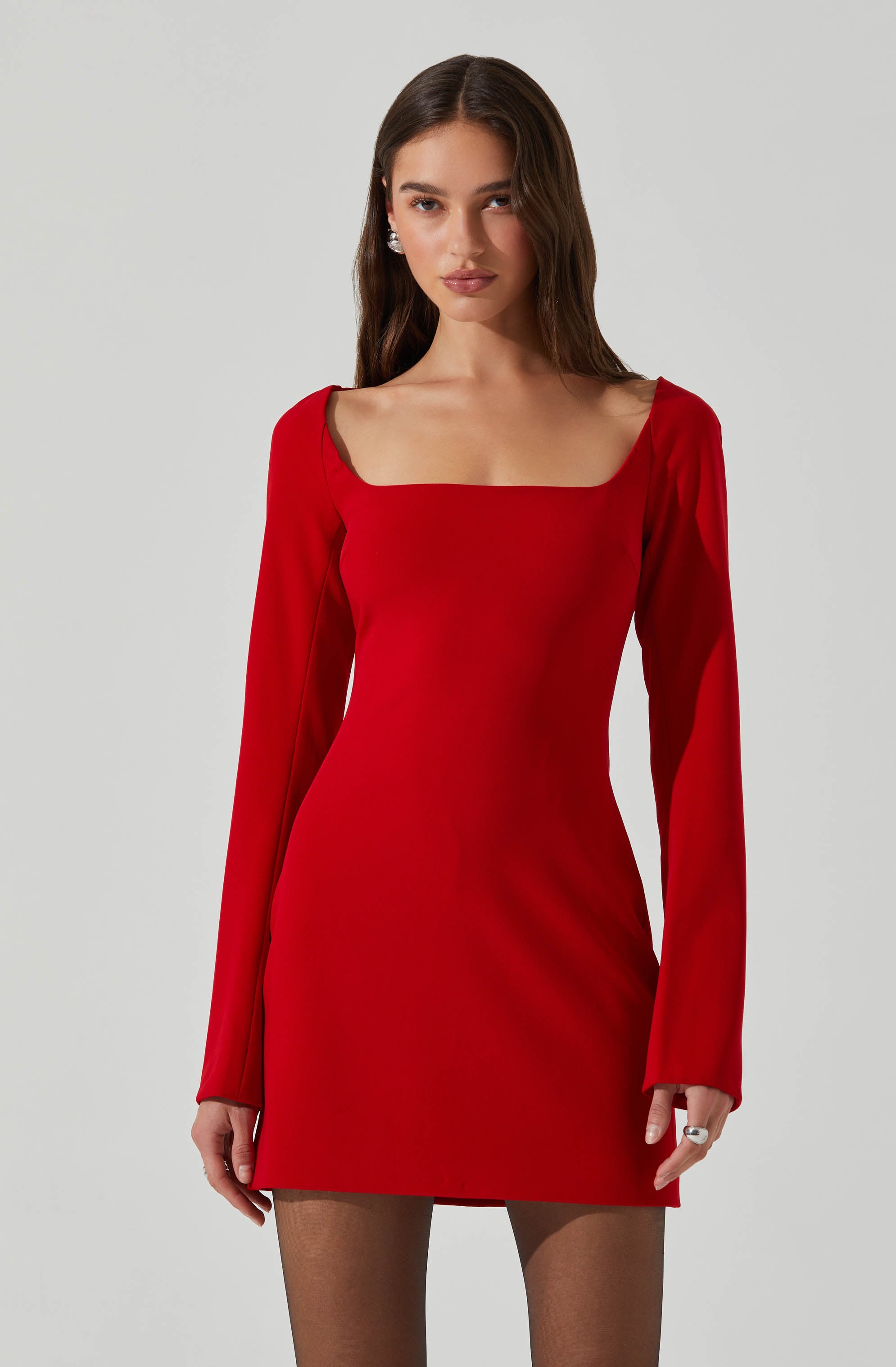 Calanthe Square Neck Mini Dress-Aljck