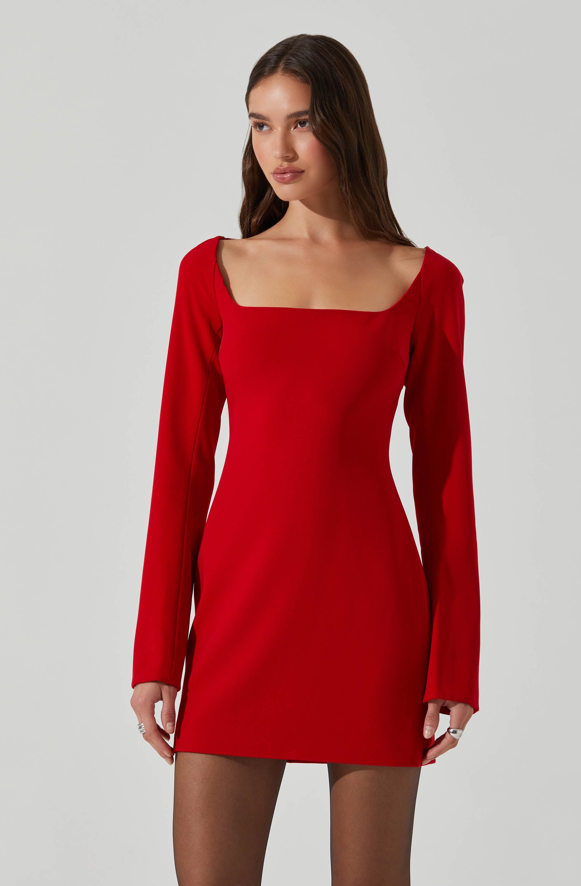 Calanthe Square Neck Mini Dress-Aljck