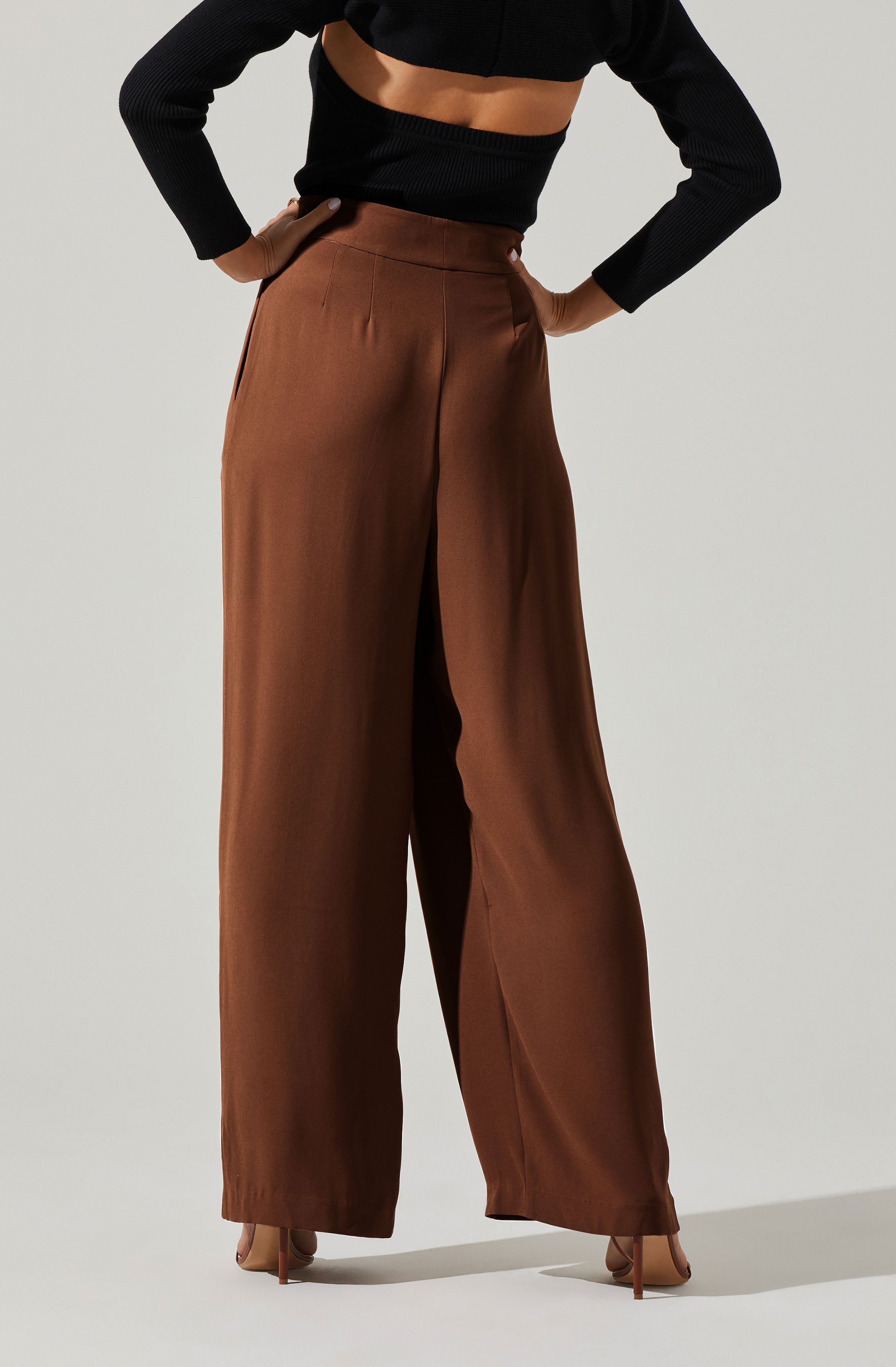 Boyfriend Criss Cross Pleated Wide Leg Pants-Aljck