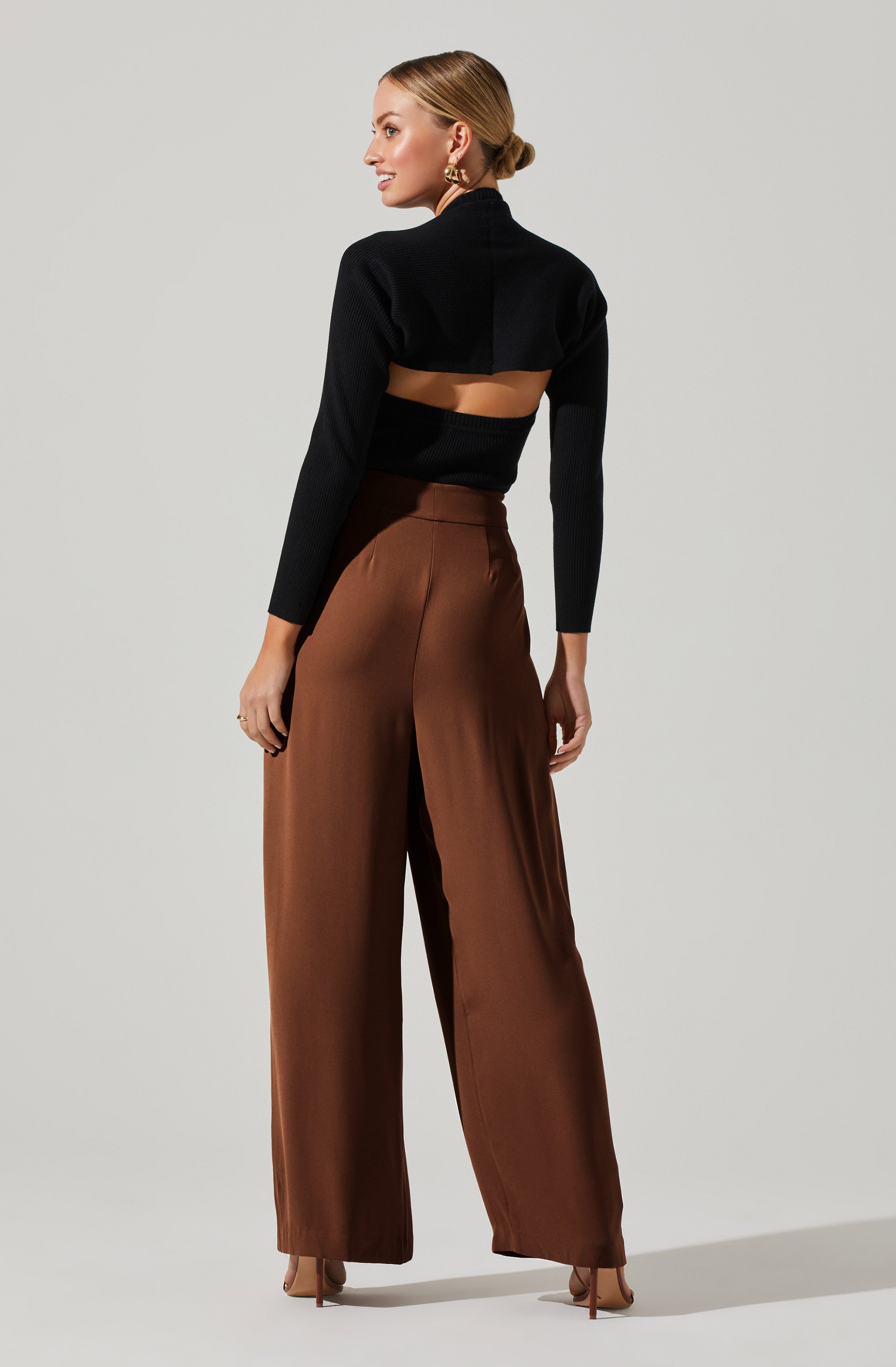 Boyfriend Criss Cross Pleated Wide Leg Pants-Aljck
