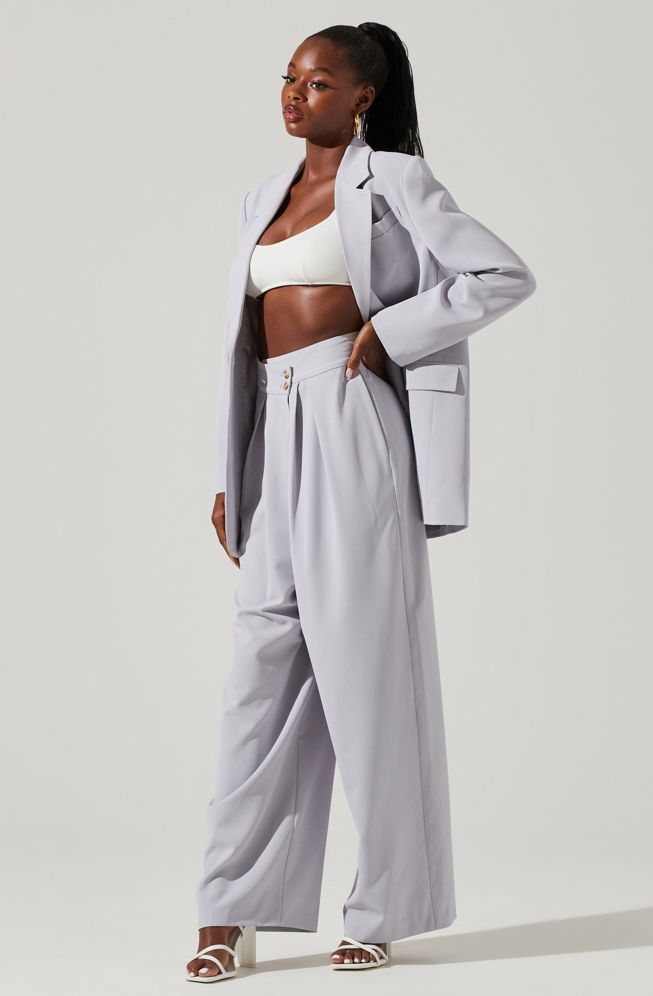 Boyfriend Criss Cross Pleated Wide Leg Pants-Aljck