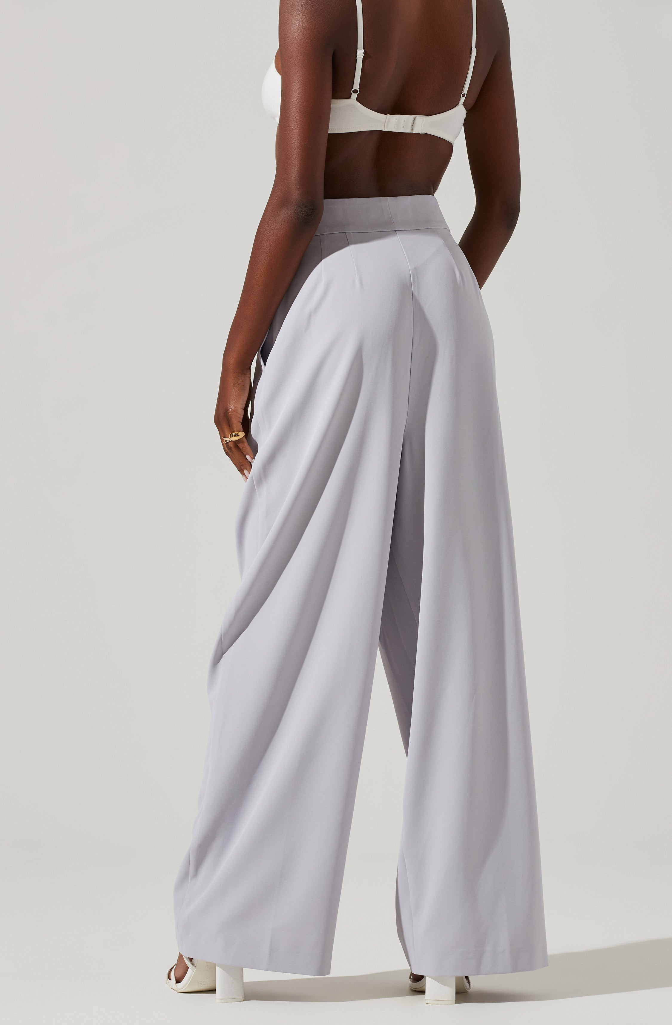 Boyfriend Criss Cross Pleated Wide Leg Pants-Aljck