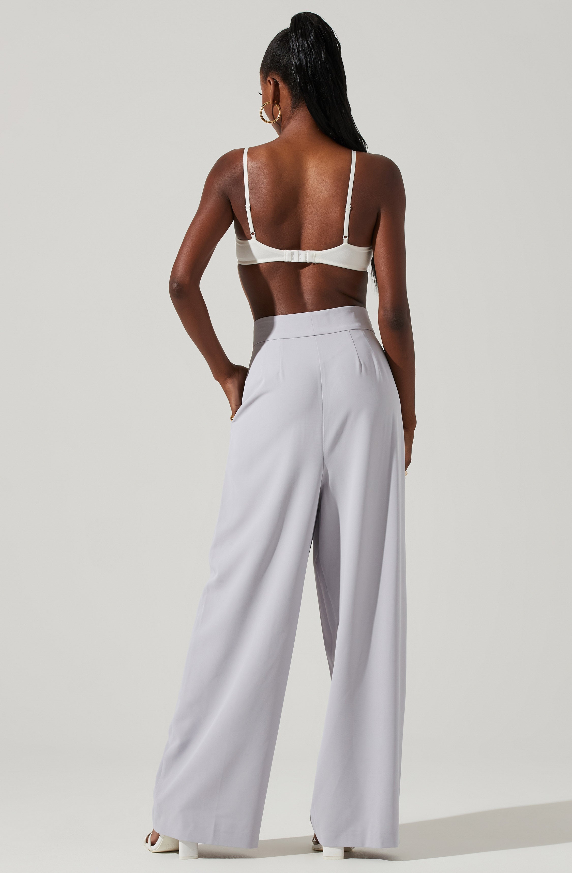 Boyfriend Criss Cross Pleated Wide Leg Pants-Aljck