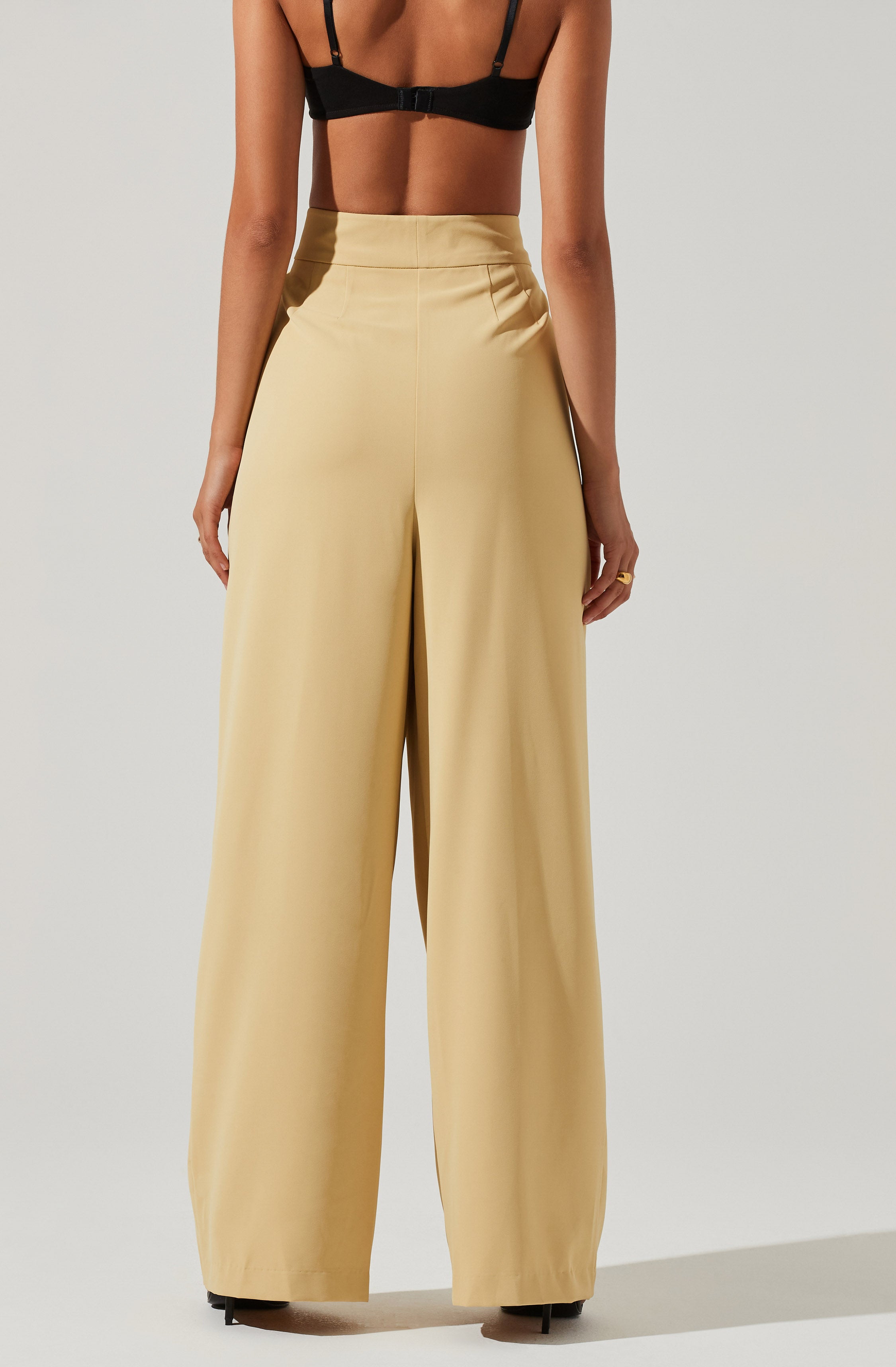Boyfriend Criss Cross Pleated Wide Leg Pants-Aljck