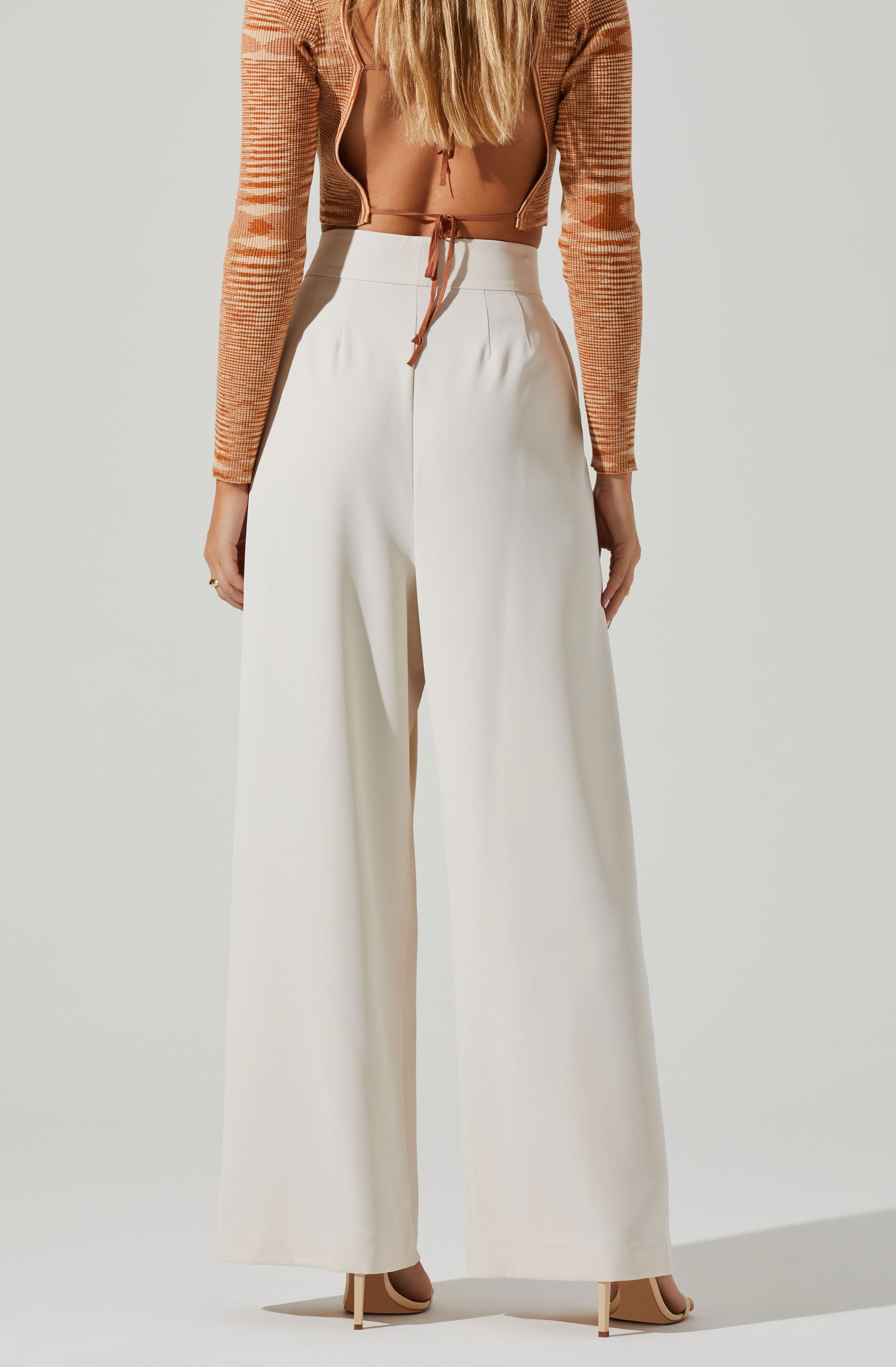 Boyfriend Criss Cross Pleated Wide Leg Pants-Aljck