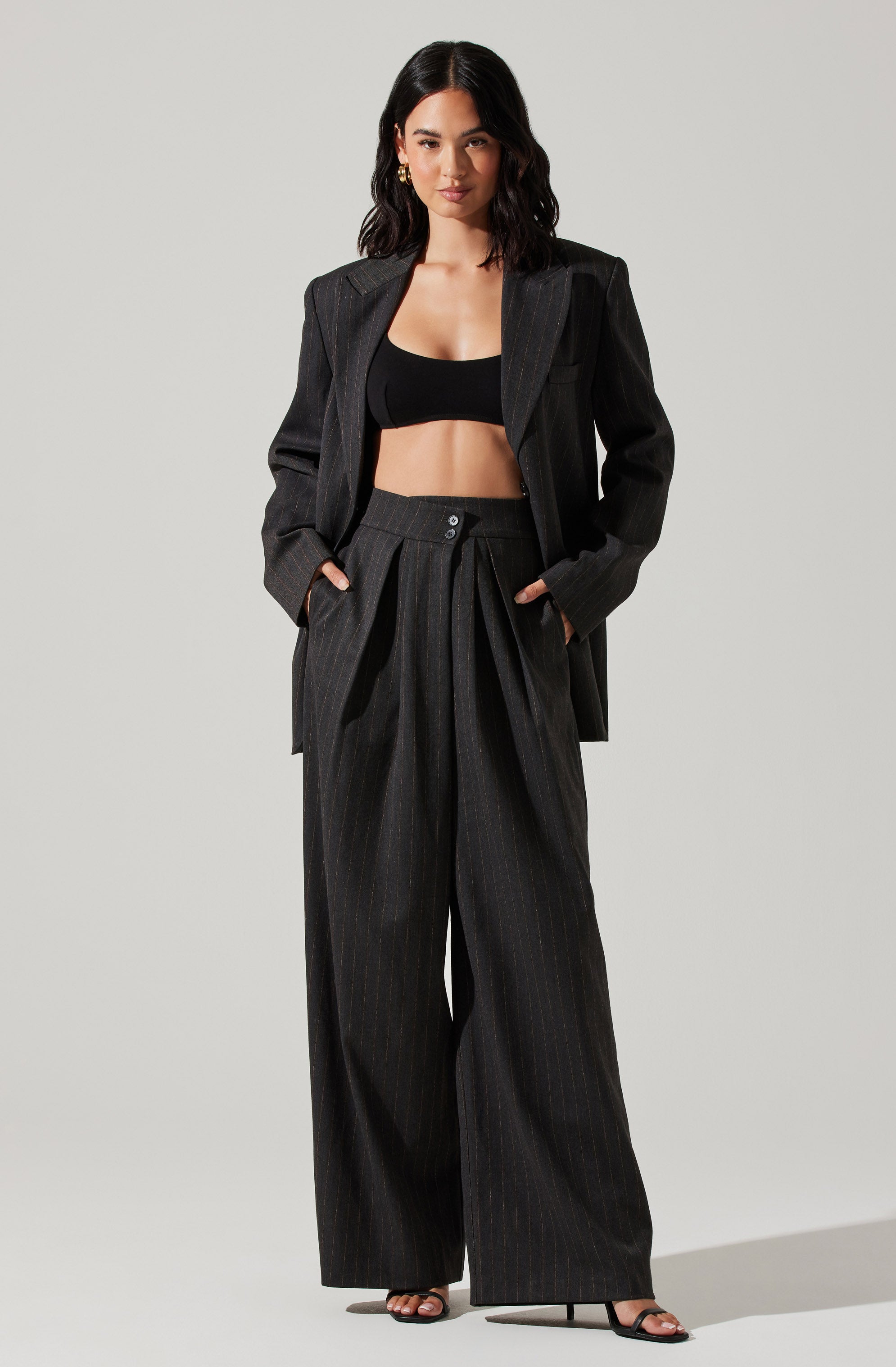 Boyfriend Pleated Criss-Cross Waist Pants-Aljck