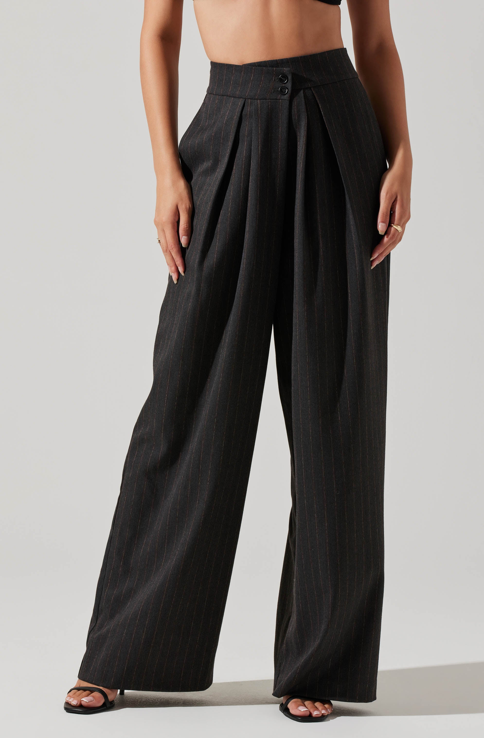 Boyfriend Pleated Criss-Cross Waist Pants-Aljck