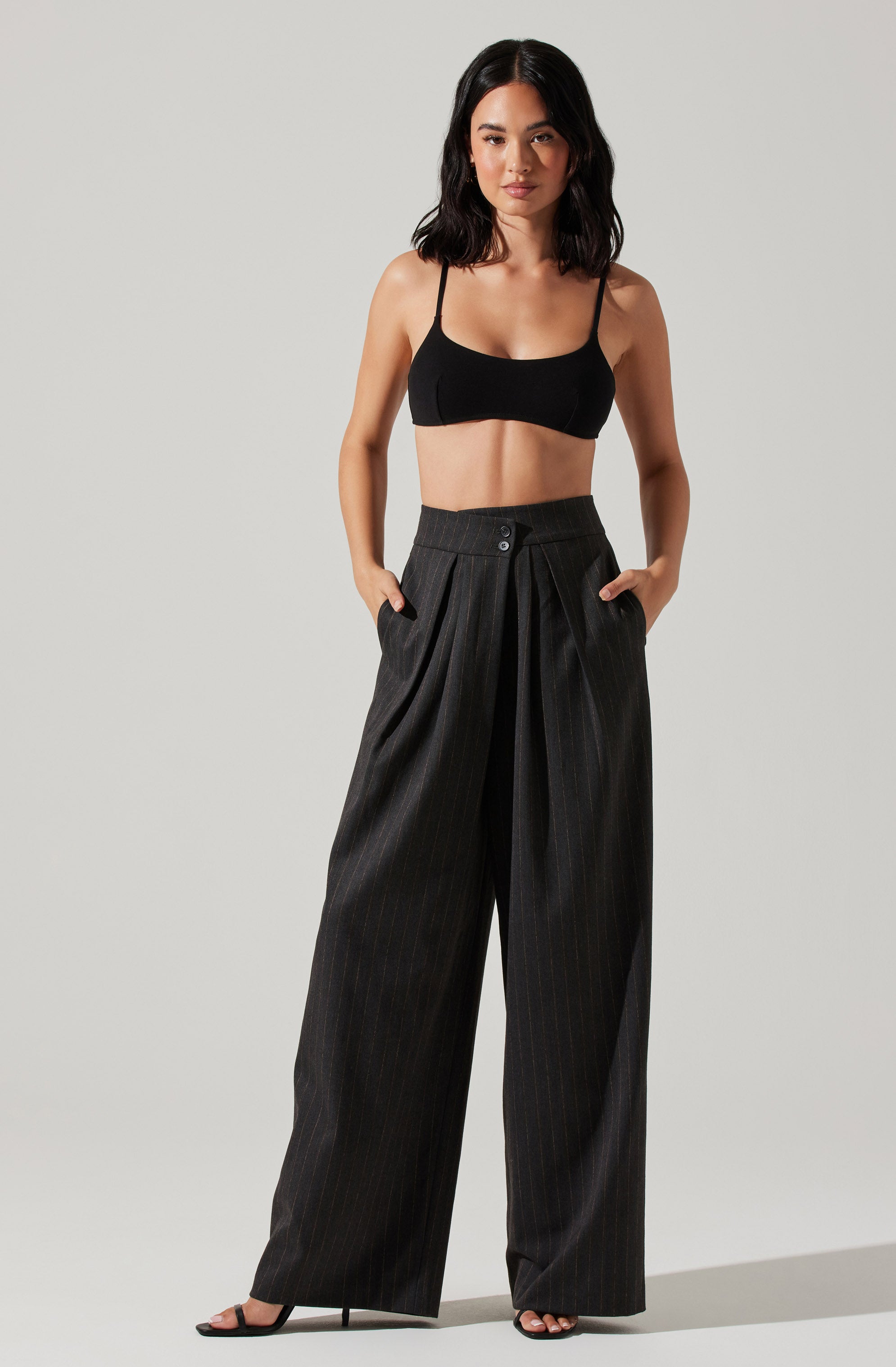Boyfriend Pleated Criss-Cross Waist Pants-Aljck