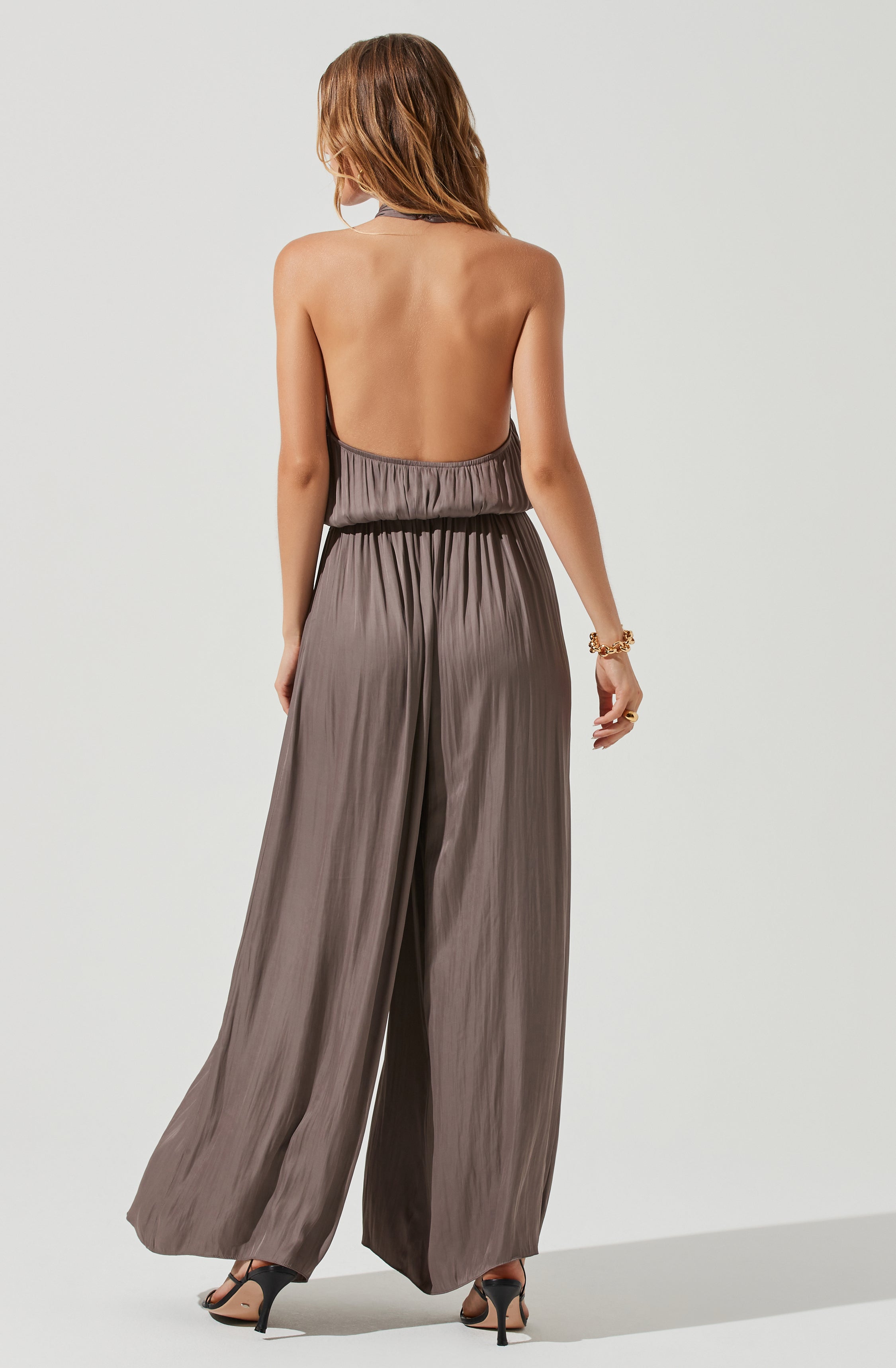 Cheryl Halter Open Back Wide Leg Jumpsuit-Aljck