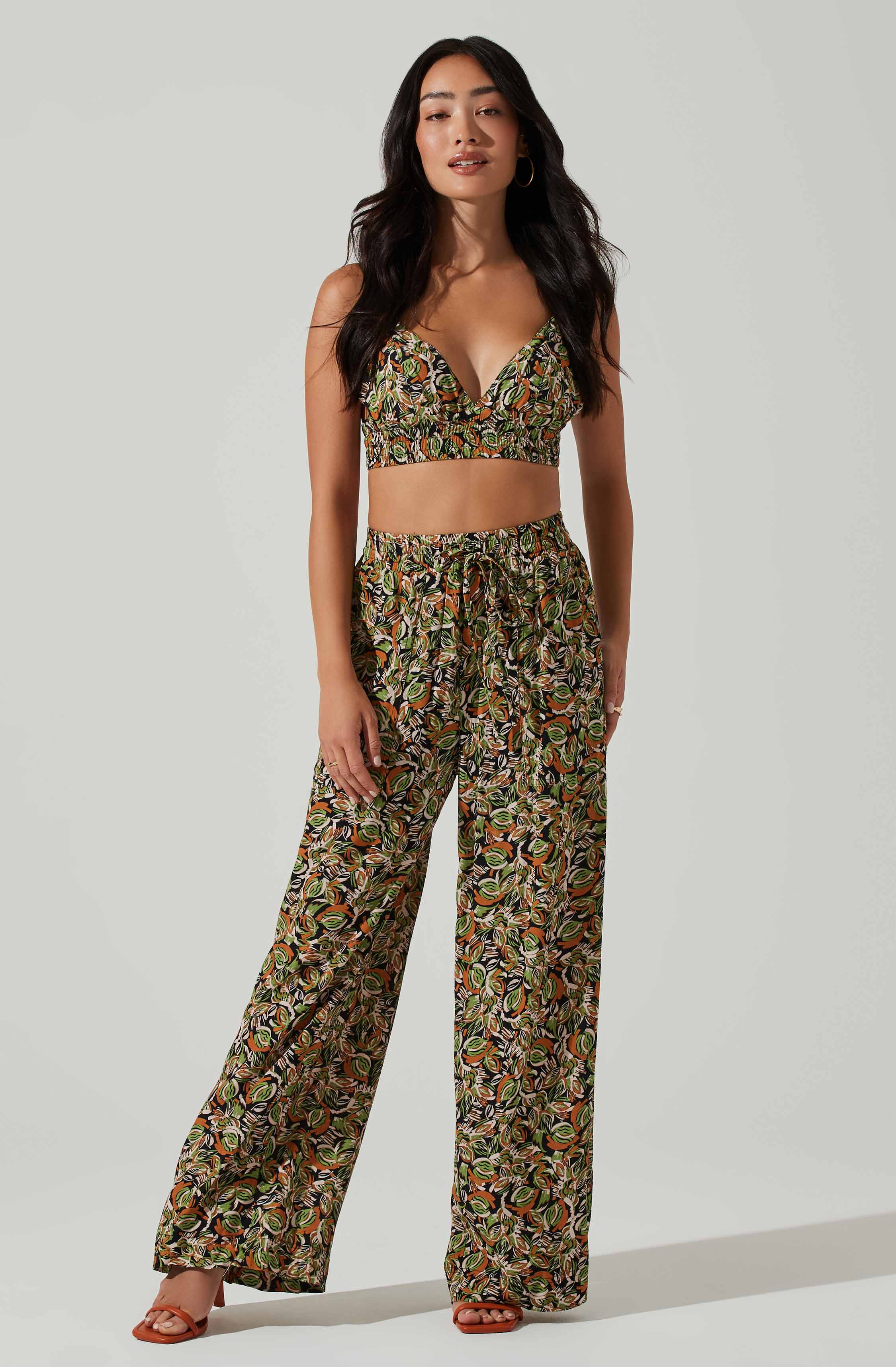 Femi Abstract Print Wide Leg Pants-Aljck