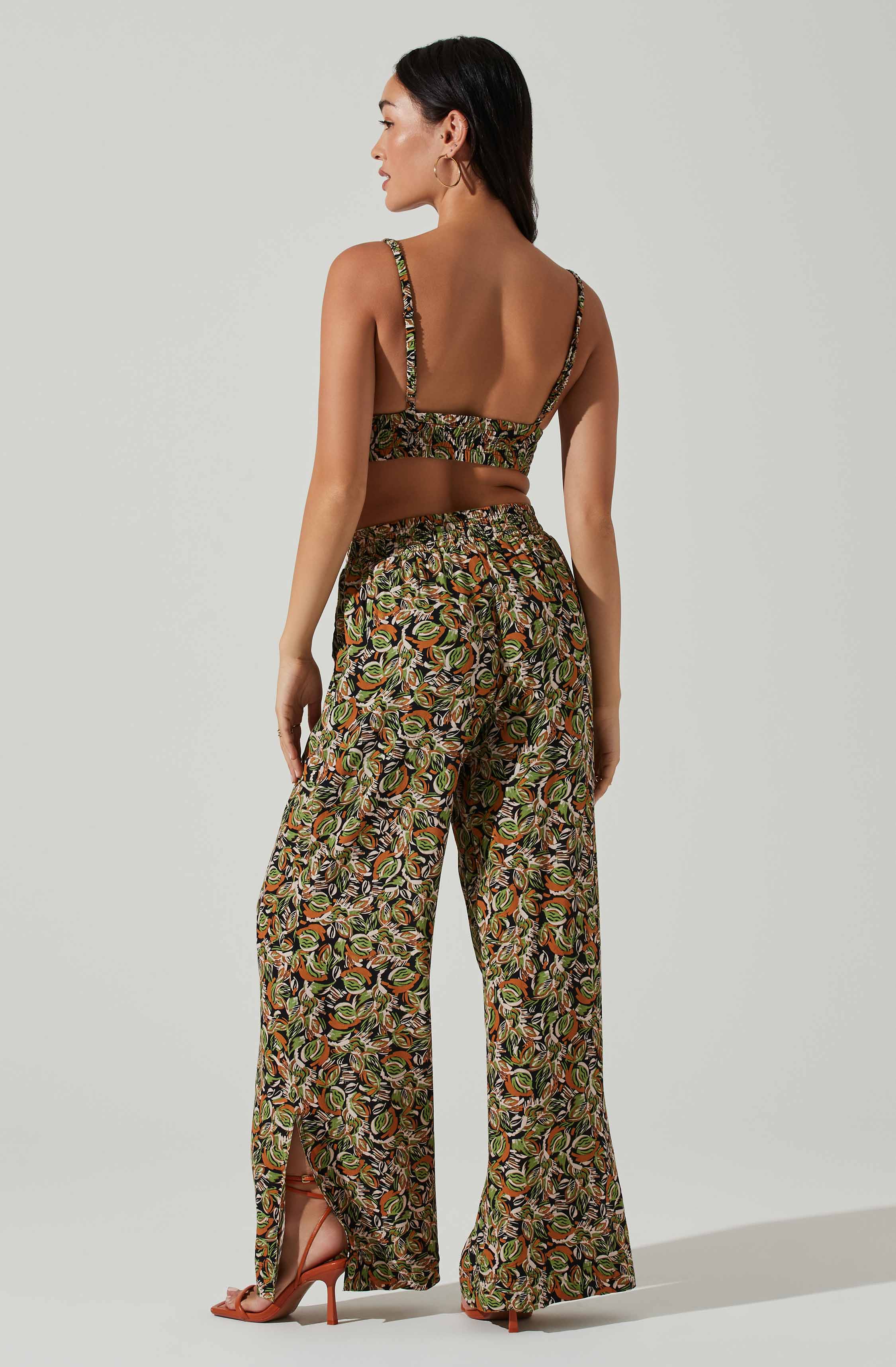 Femi Abstract Print Wide Leg Pants-Aljck