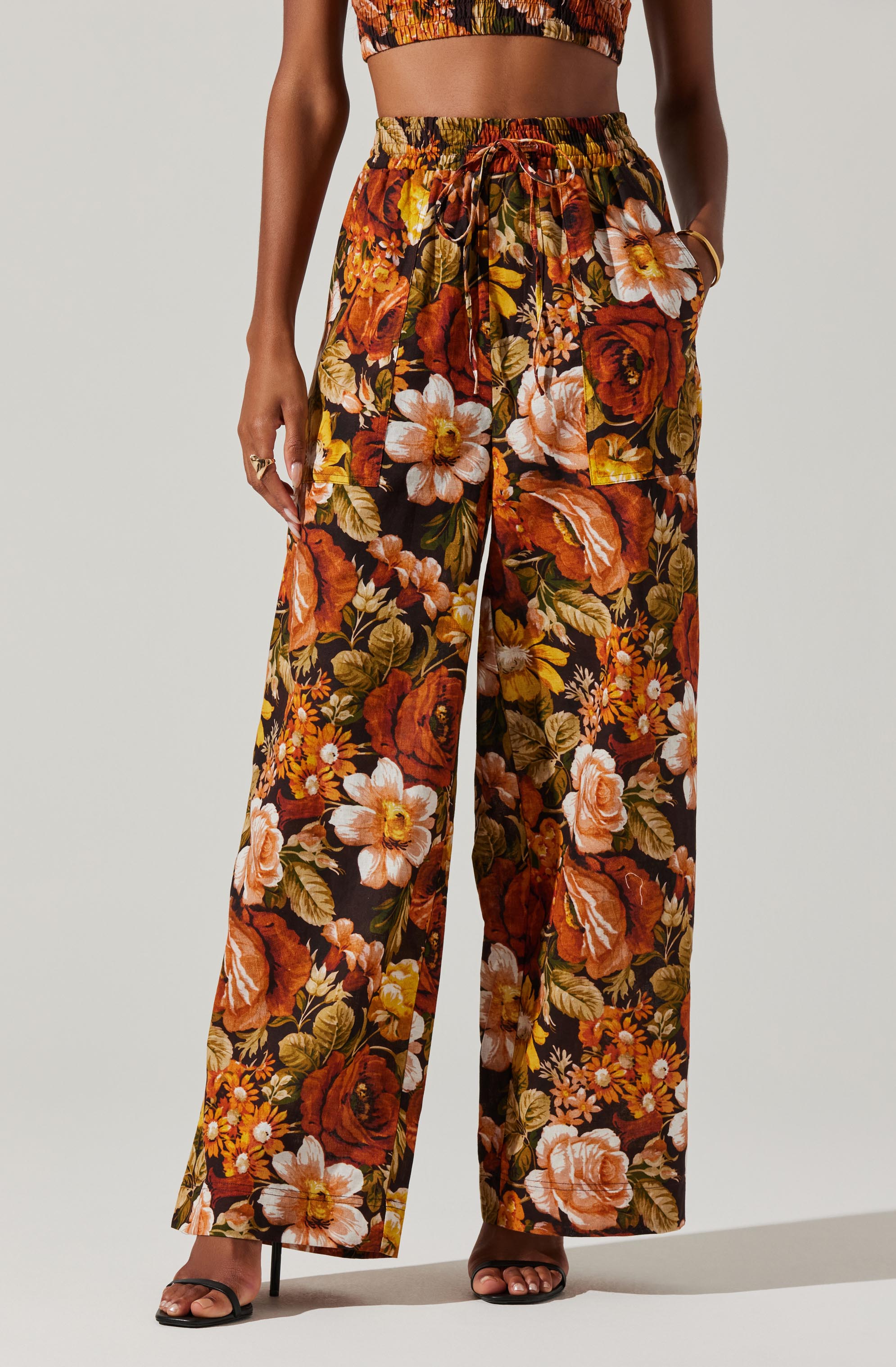 Femi Floral Wide Leg Pants-Aljck
