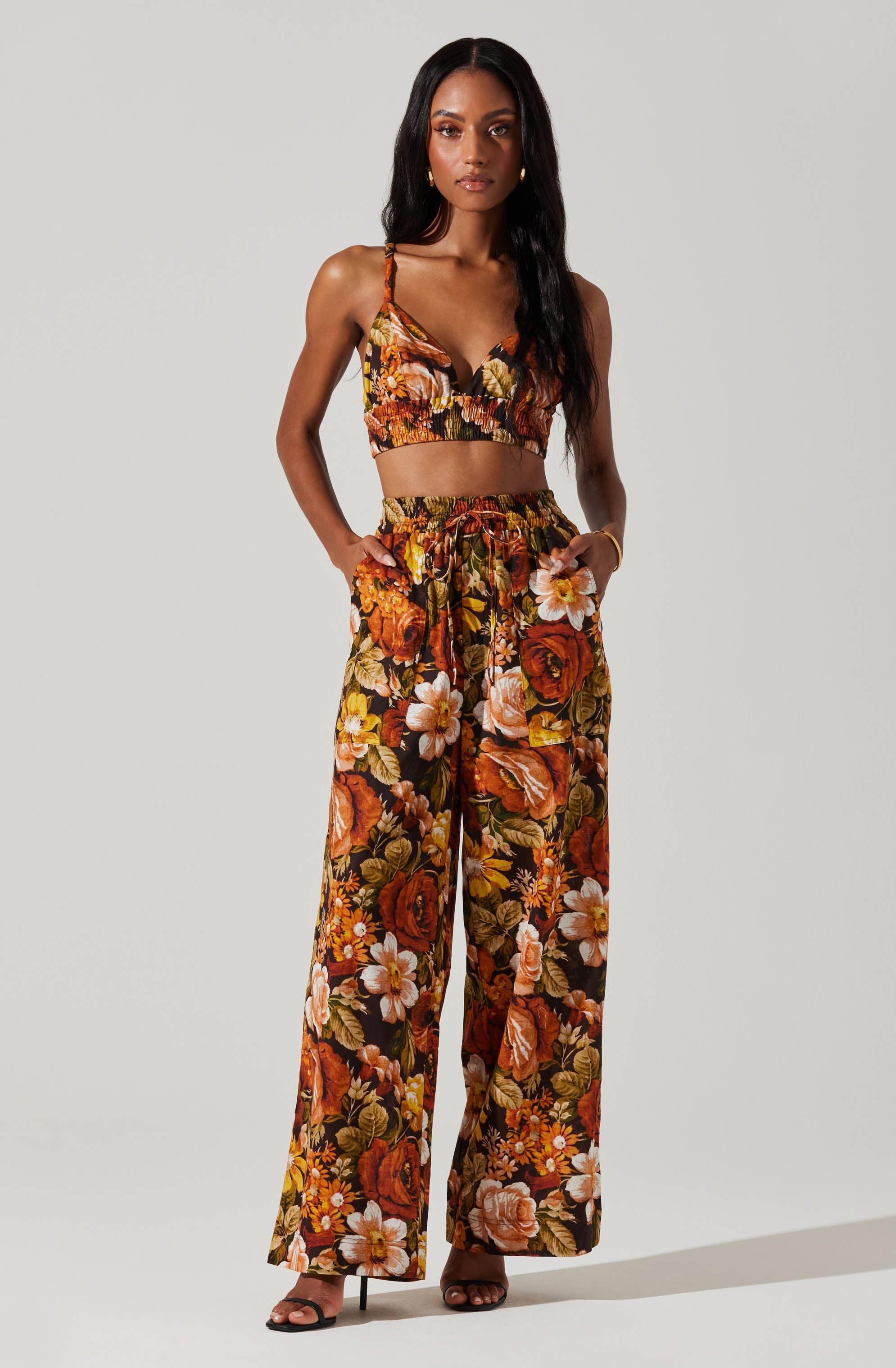 Femi Floral Wide Leg Pants-Aljck