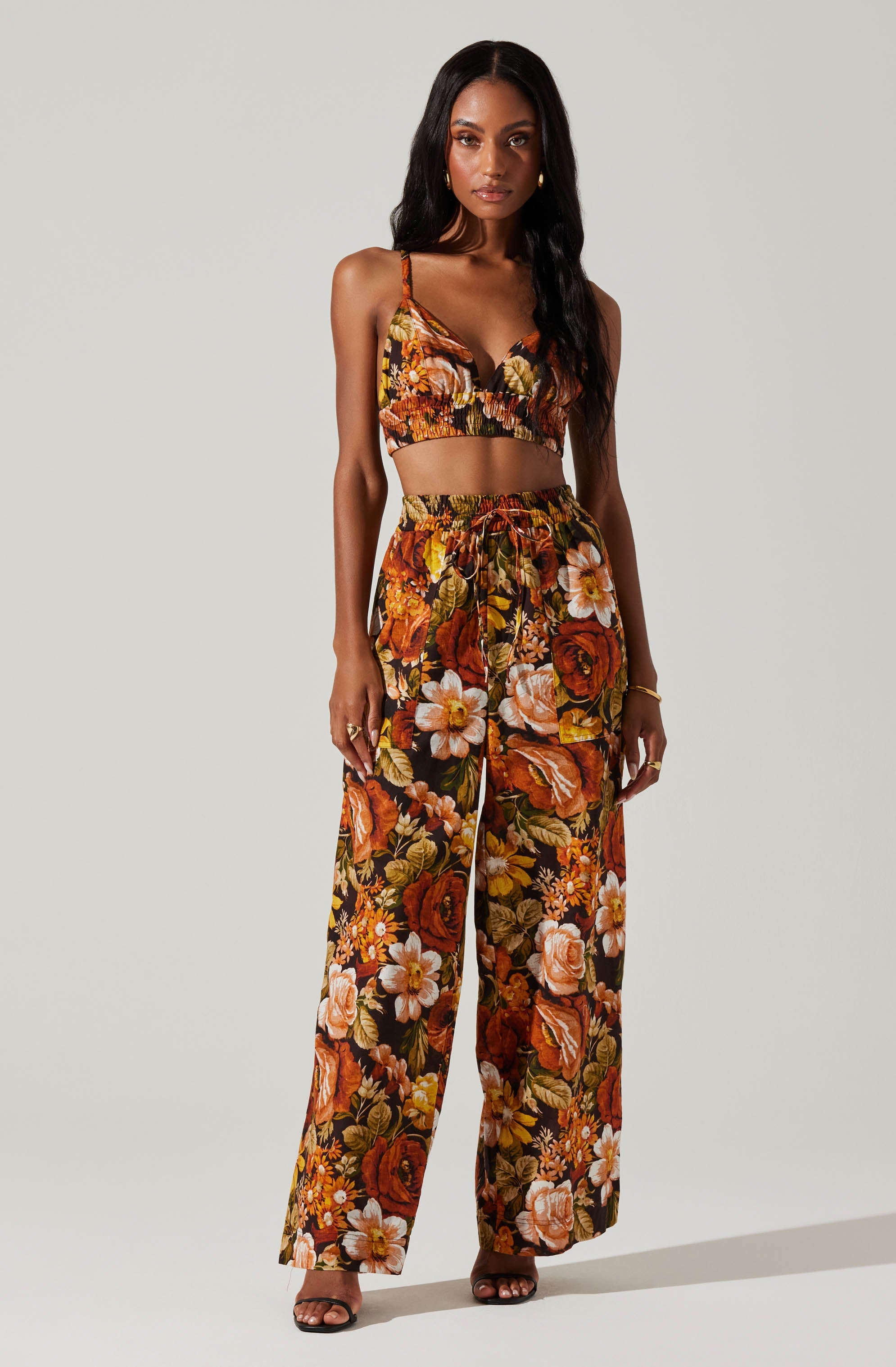 Femi Floral Wide Leg Pants-Aljck