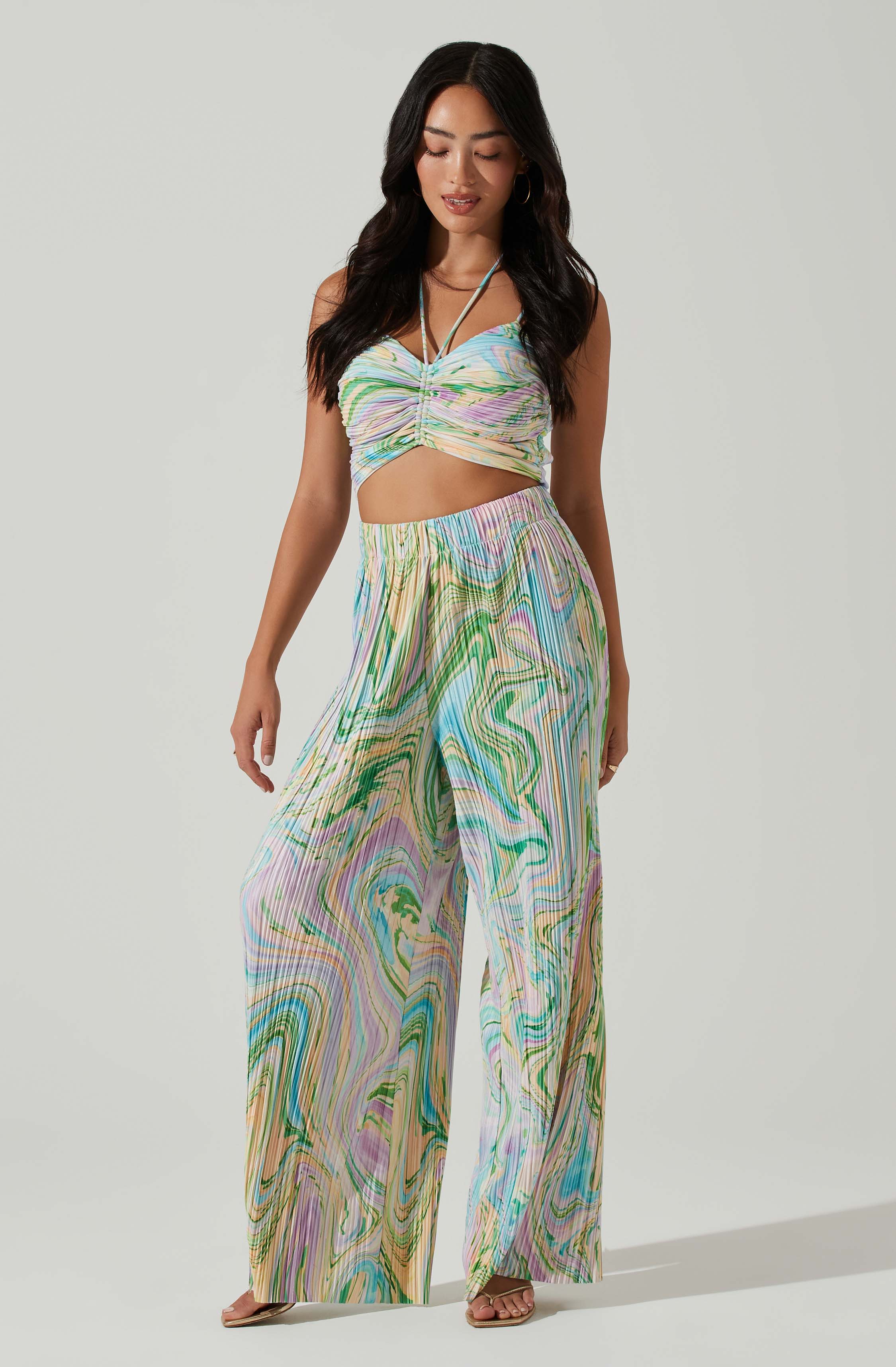 Savine Ruched Tie Dye Pants-Aljck